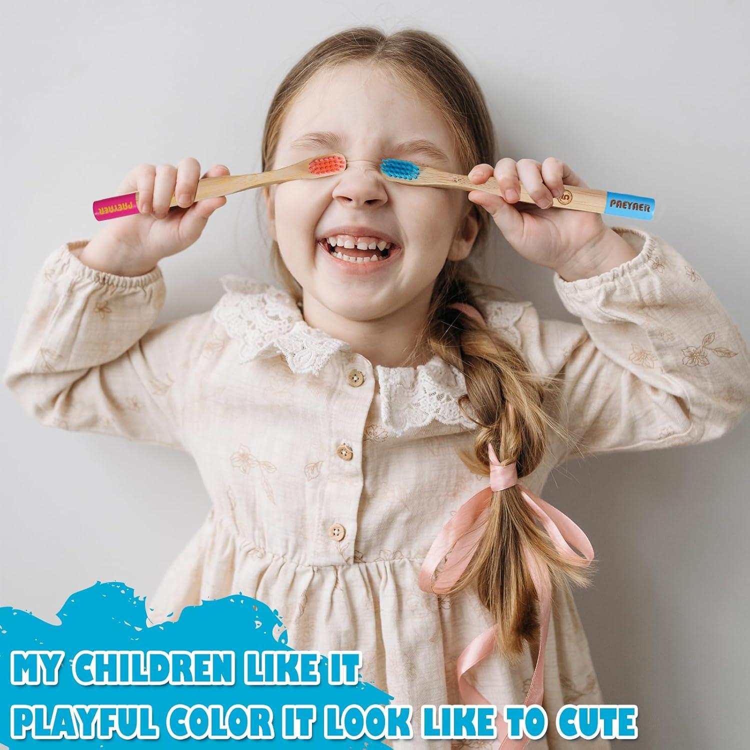 Cepillos de Dientes de Bambú para Niños Paquete de 6 Multicolor