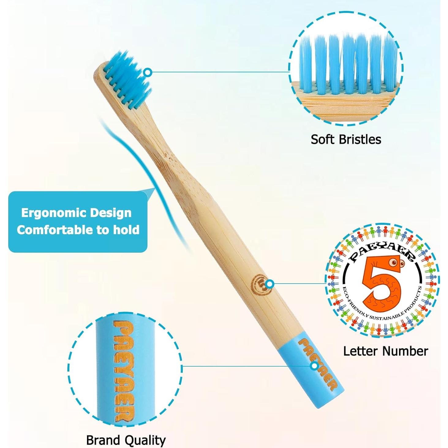 Cepillos de Dientes de Bambú para Niños Paquete de 6 Multicolor