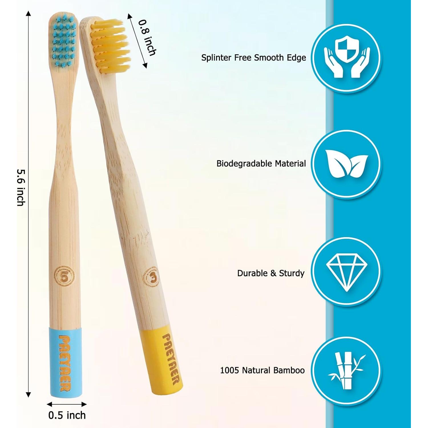 Cepillos de Dientes de Bambú para Niños Paquete de 6 Multicolor