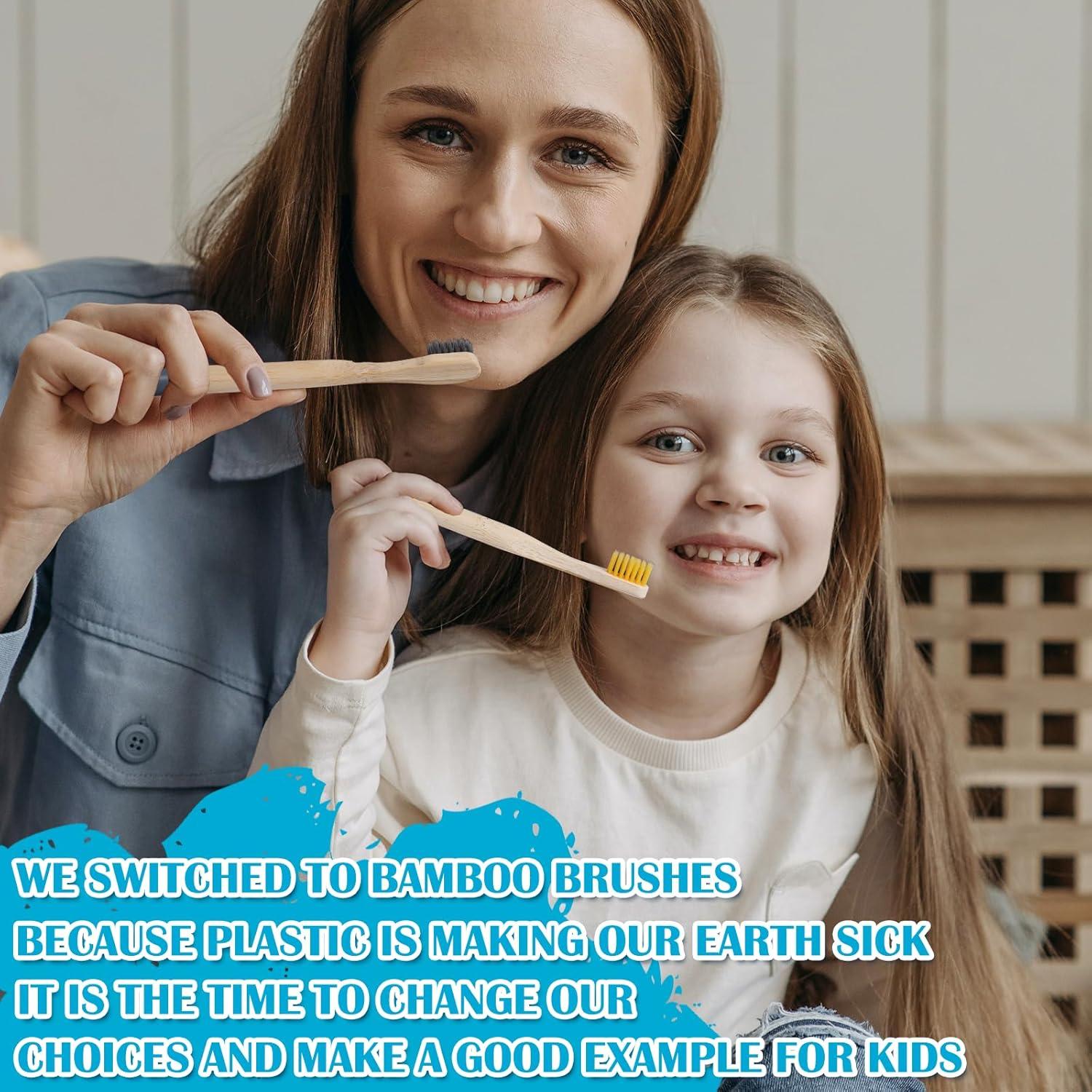 Cepillos de Dientes de Bambú para Niños Paquete de 6 Multicolor