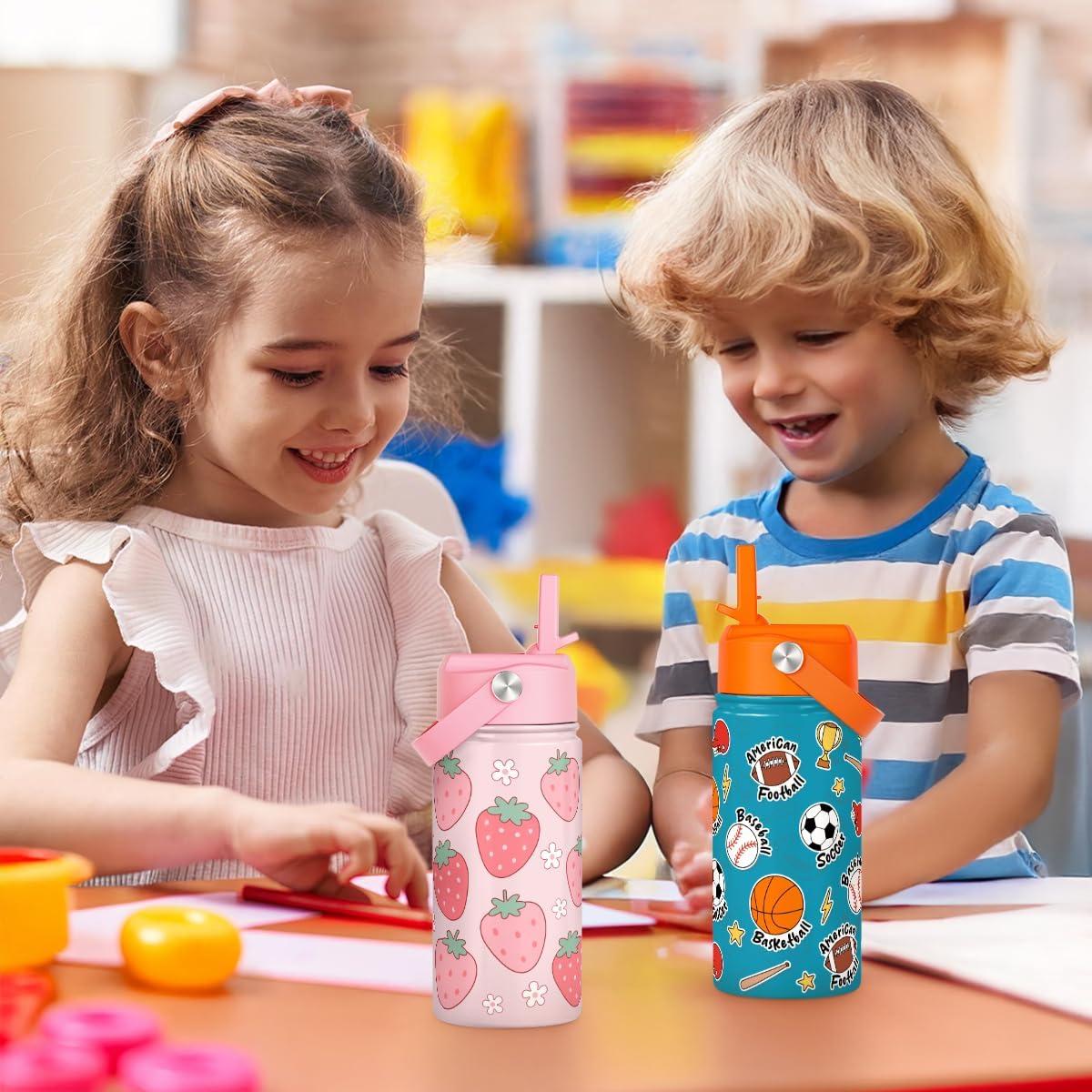 Botella de Agua SANDJEST 350ml Acero Inoxidable Fresa para Niños