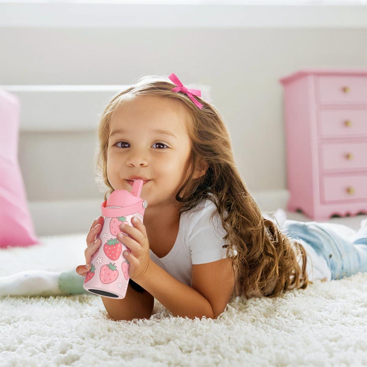 Botella de Agua SANDJEST 350ml Acero Inoxidable Fresa para Niños