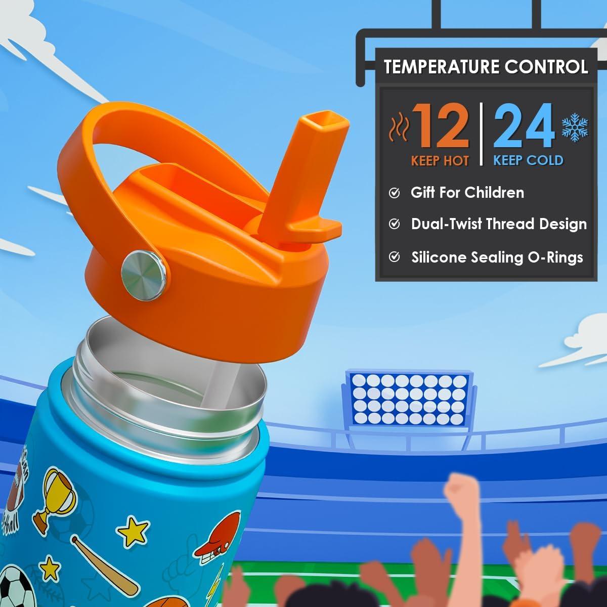 Botella Deportiva SANDJEST 355ml Acero Inoxidable con Popote