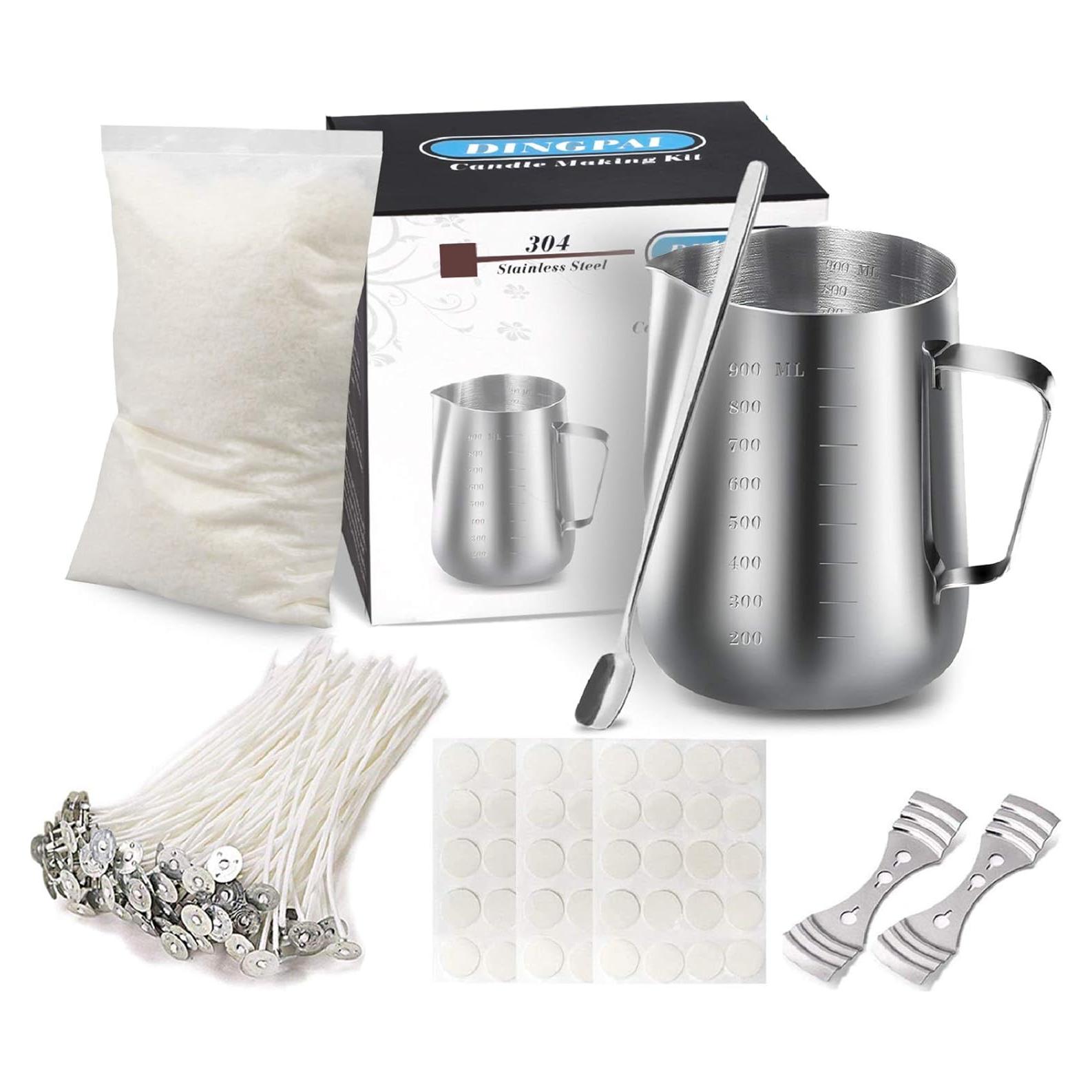 Kit de Hacer Velas DINGPAI - 7 Piezas, Cera de Soja, Olla 900ml