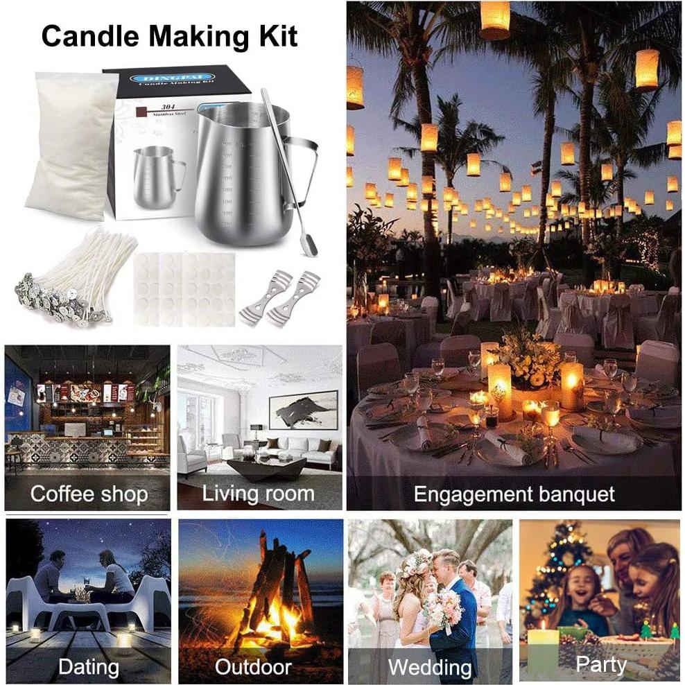 Kit de Hacer Velas DINGPAI - 7 Piezas, Cera de Soja, Olla 900ml