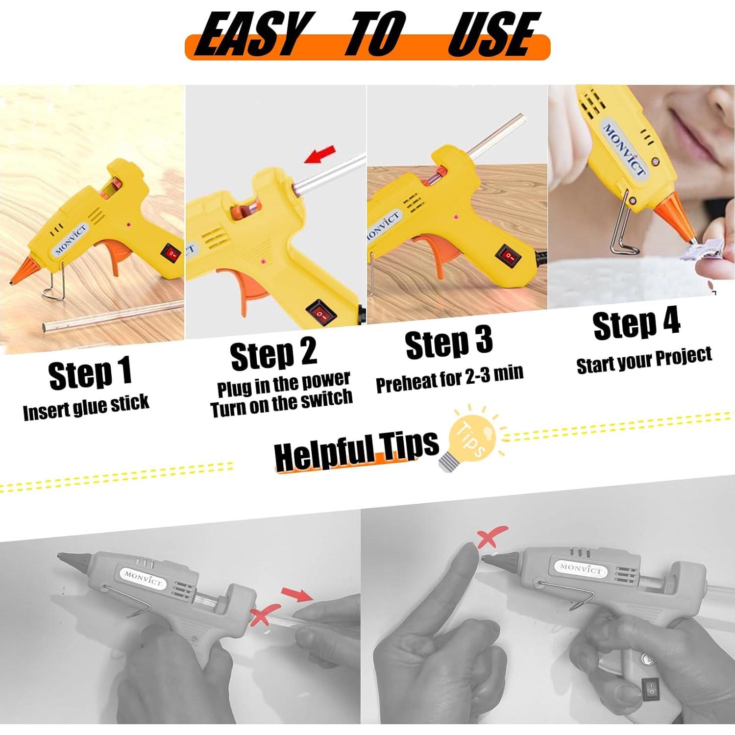 Pistola de Pegamento Caliente MONVICT 30W con 50 Barras Multicolor