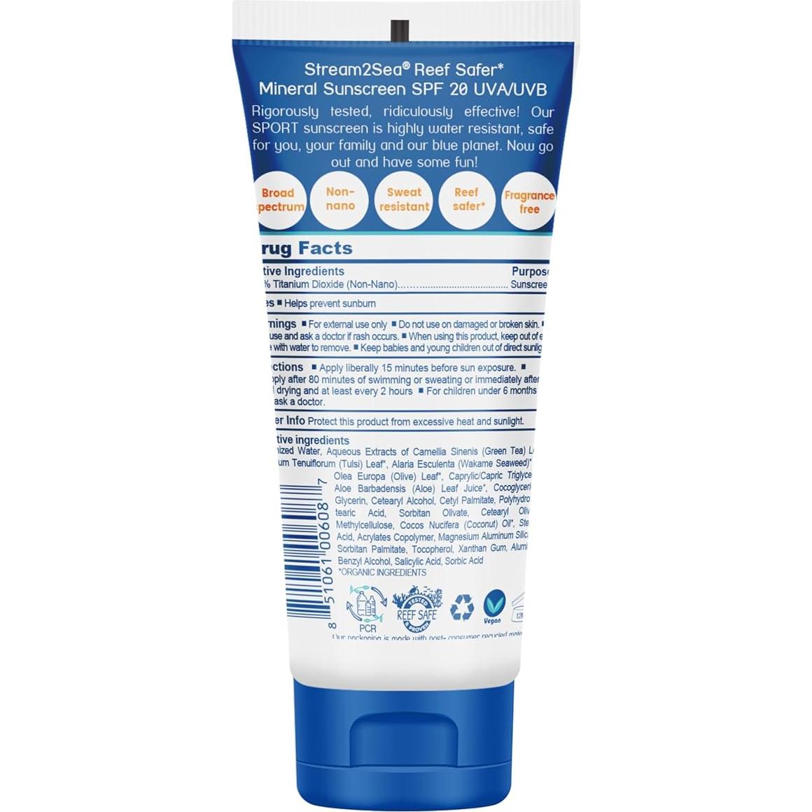 Protector Solar Mineral Stream2Sea SPF 20 Biodegradable 3x30ml