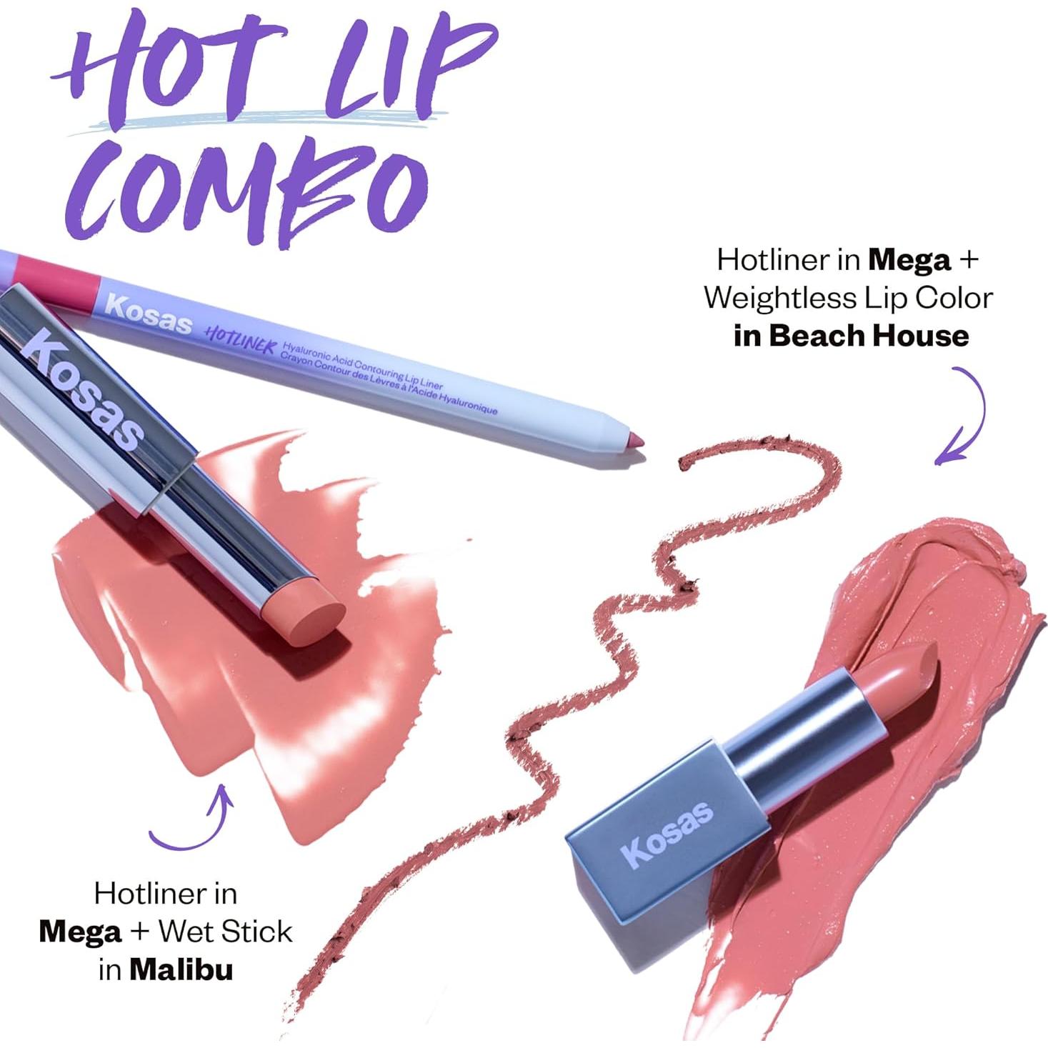 Delineador de Labios Retráctil Kosas Hotliner Rosa Frío - Hidratante