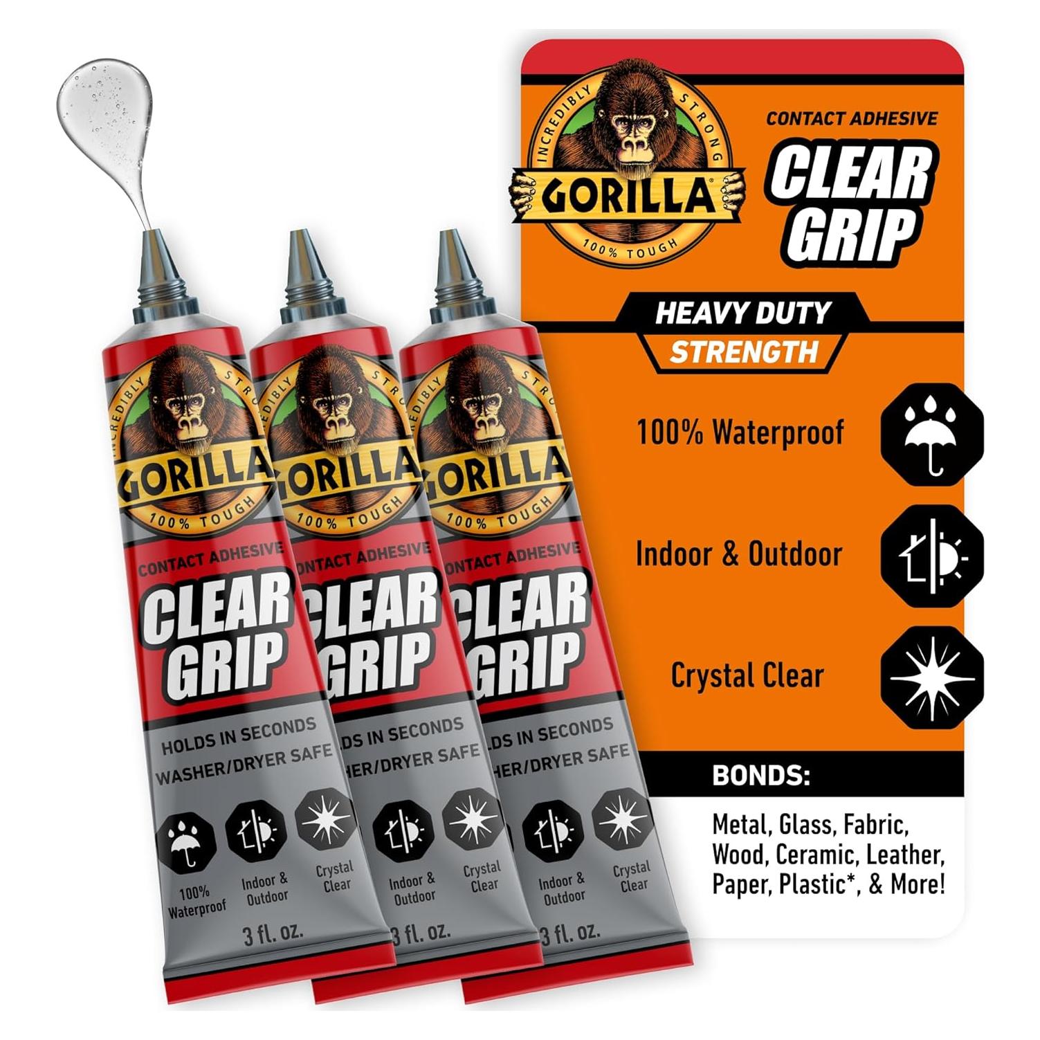 Adhesivo de contacto Gorilla Clear Grip 3x85g - Secado Rápido