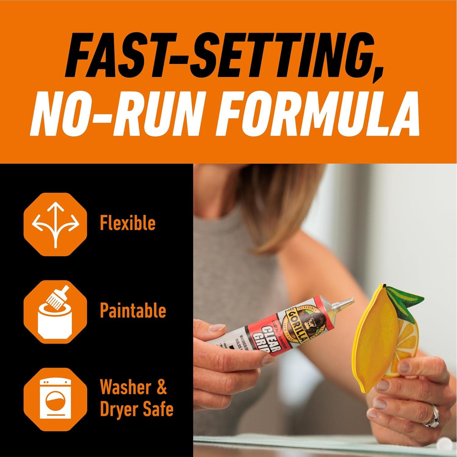 Adhesivo de contacto Gorilla Clear Grip 3x85g - Secado Rápido