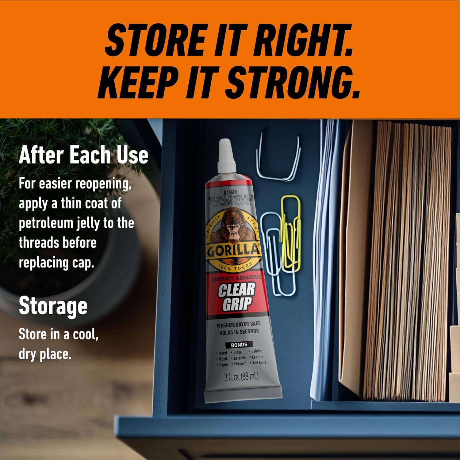 Adhesivo de contacto Gorilla Clear Grip 3x85g - Secado Rápido