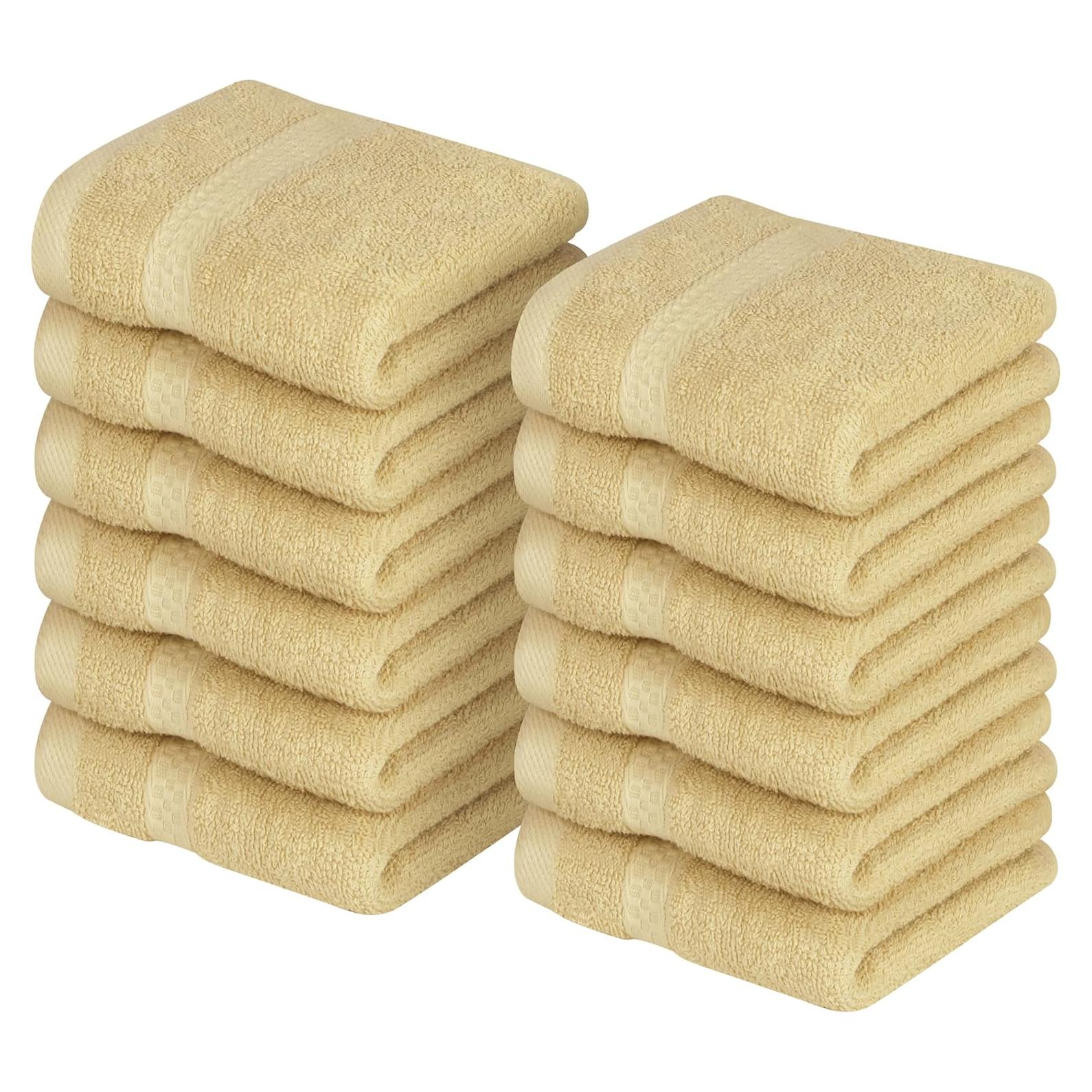 Toallas Utopia Paquete de 12 Paños de Algodón 30x30 cm Beige