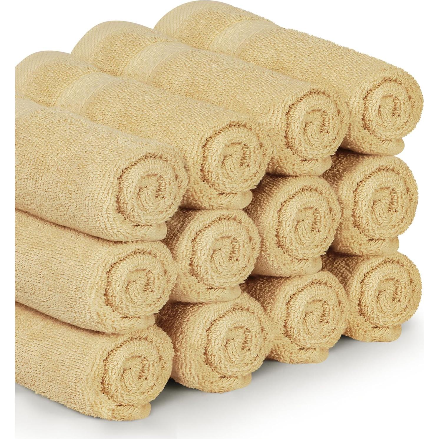 Toallas Utopia Paquete de 12 Paños de Algodón 30x30 cm Beige