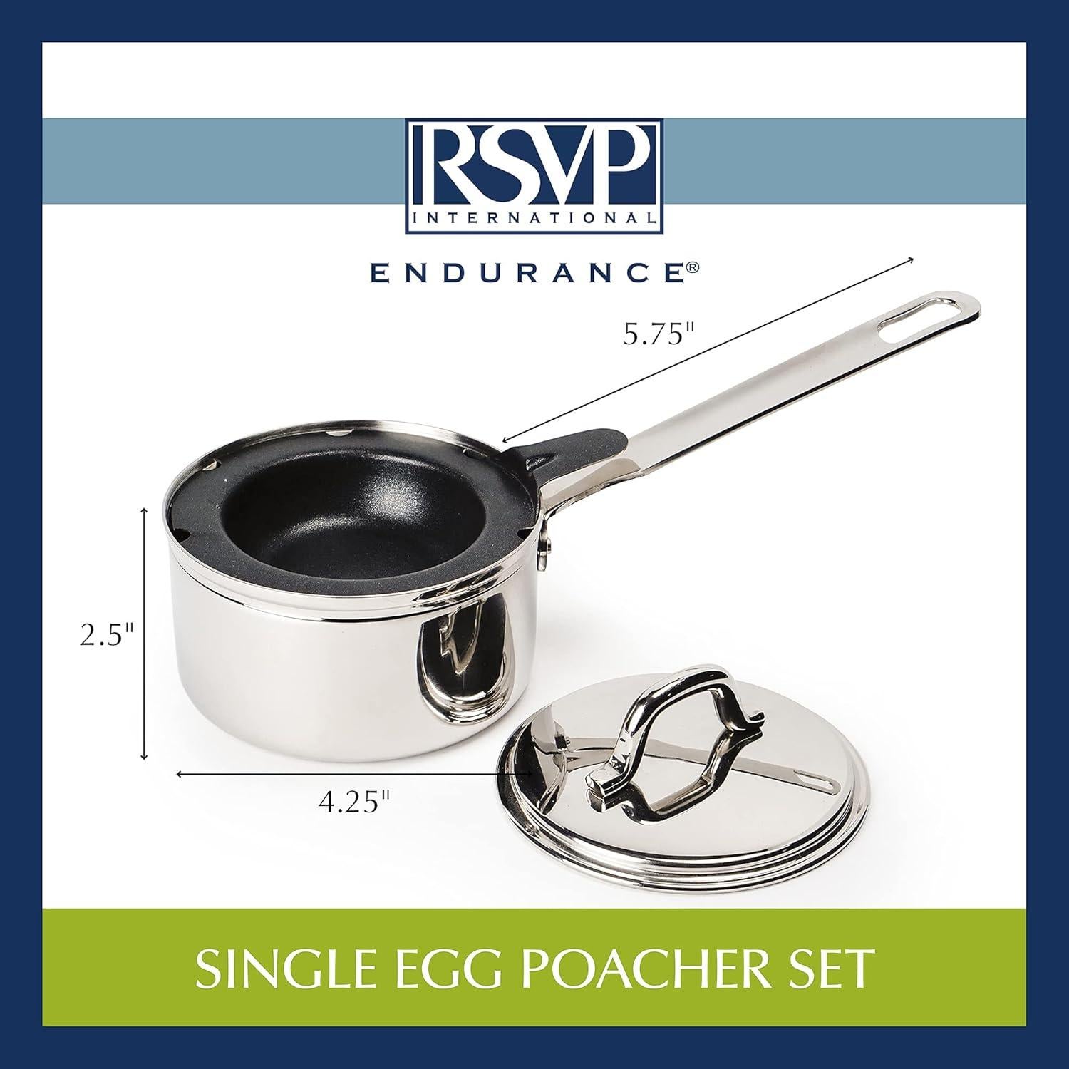 Conjunto Poach de Huevo RSVP Internacional con Sartén Acero Inoxidable