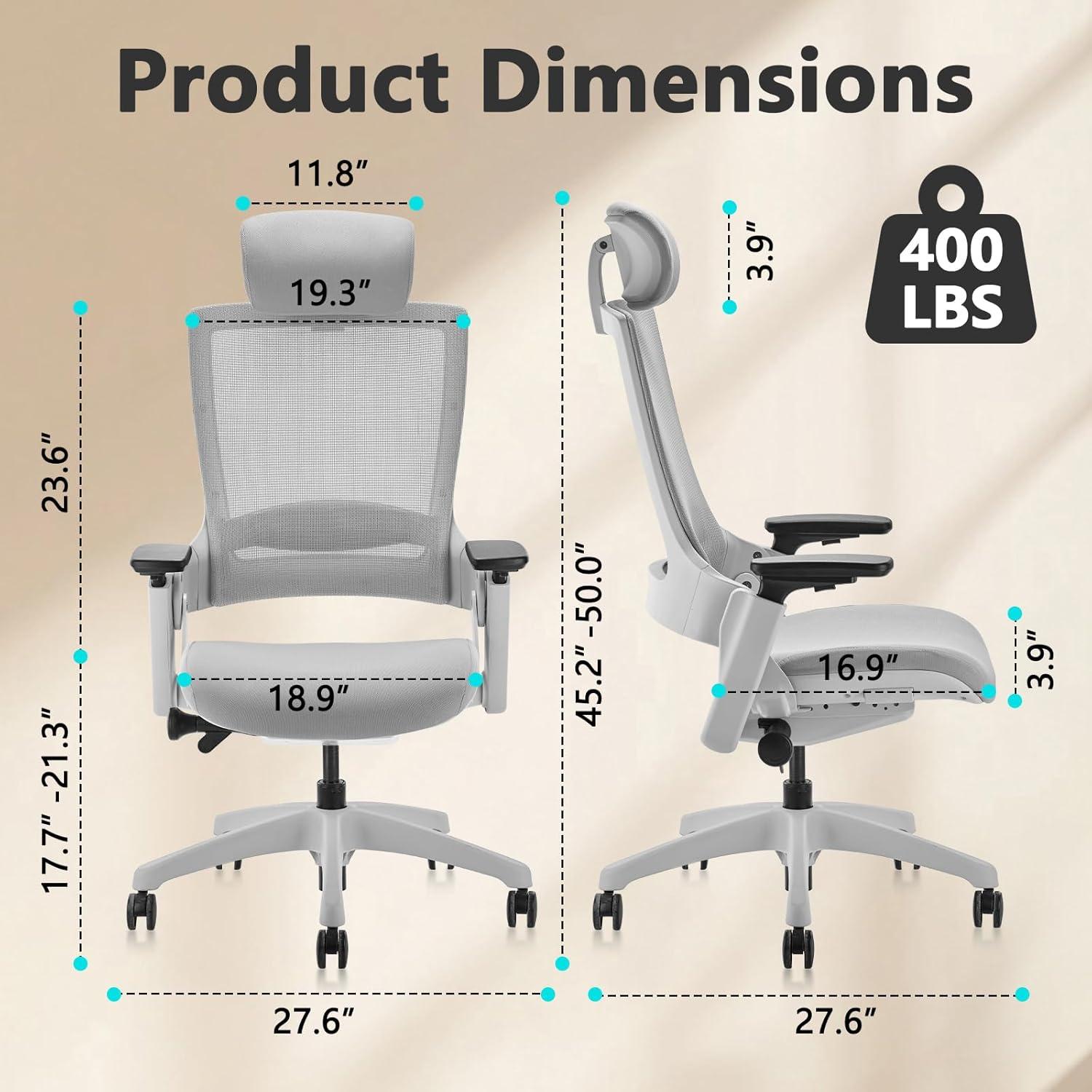 Silla Ejecutiva Ergonómica CLATINA MELLET Gris Malla Ajustable