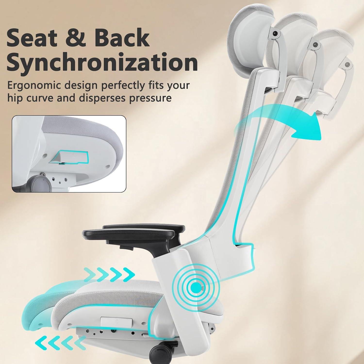 Silla Ejecutiva Ergonómica CLATINA MELLET Gris Malla Ajustable