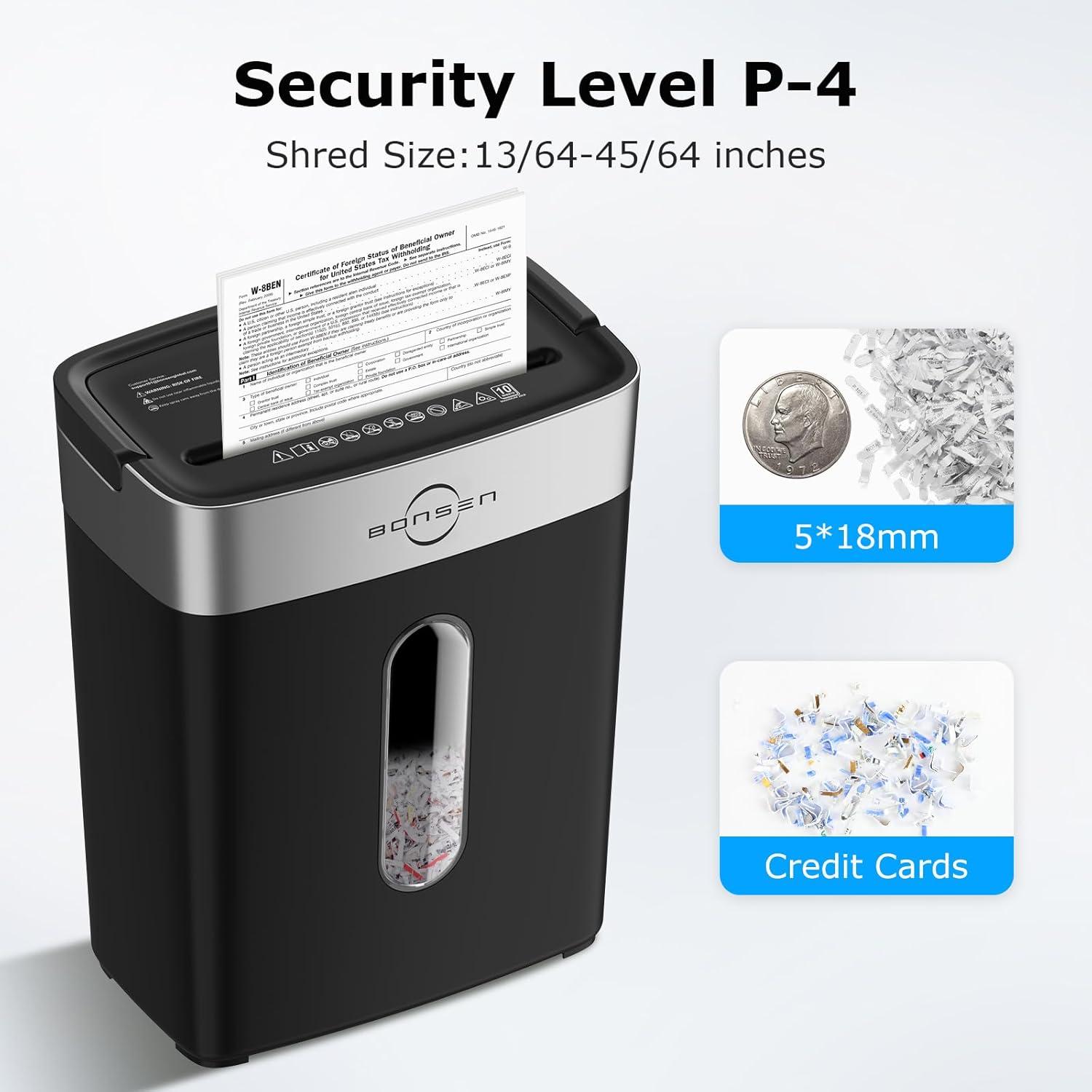 Trituradora de Papel BONSEN Corte Cruzado 10 Hojas P-4