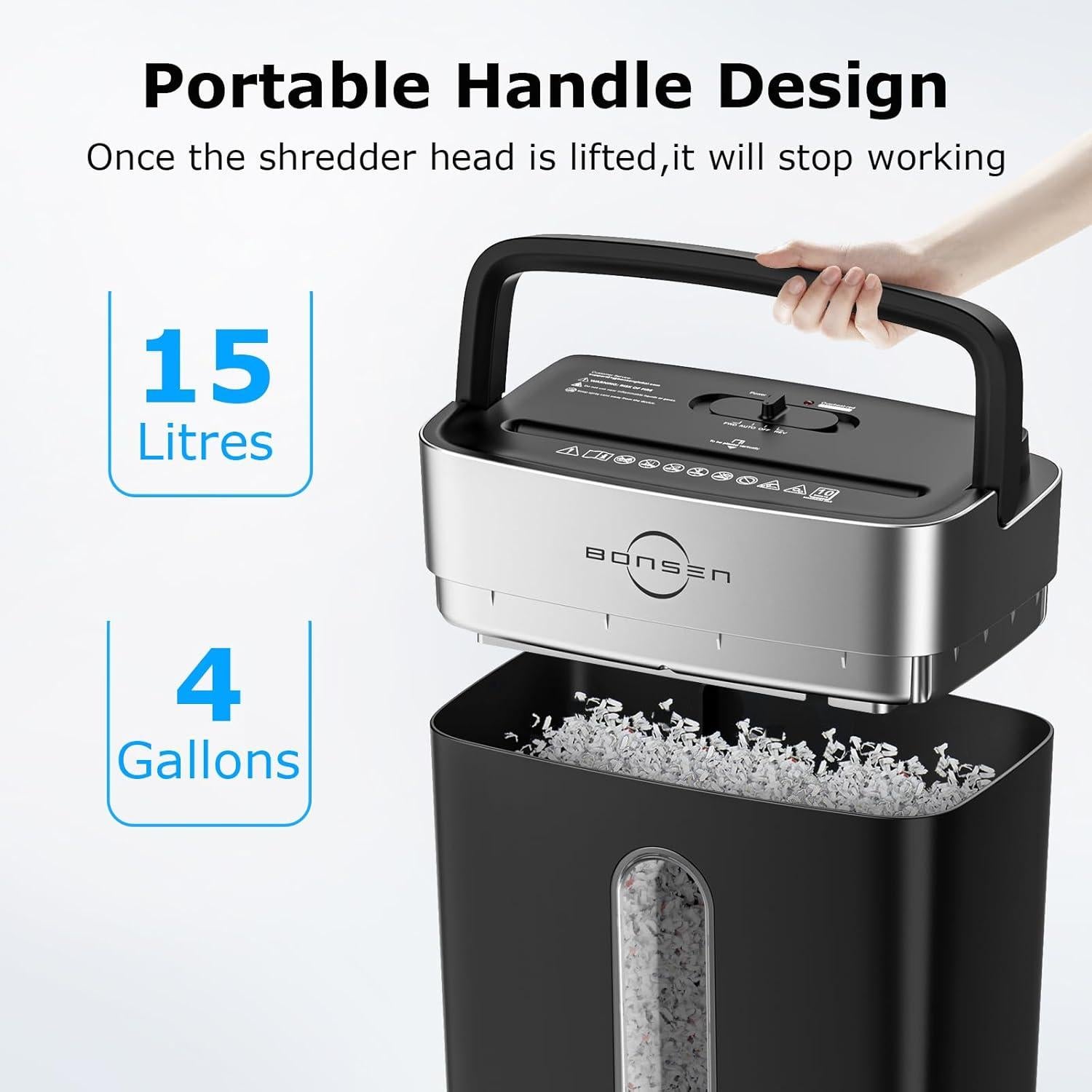 Trituradora de Papel BONSEN Corte Cruzado 10 Hojas P-4