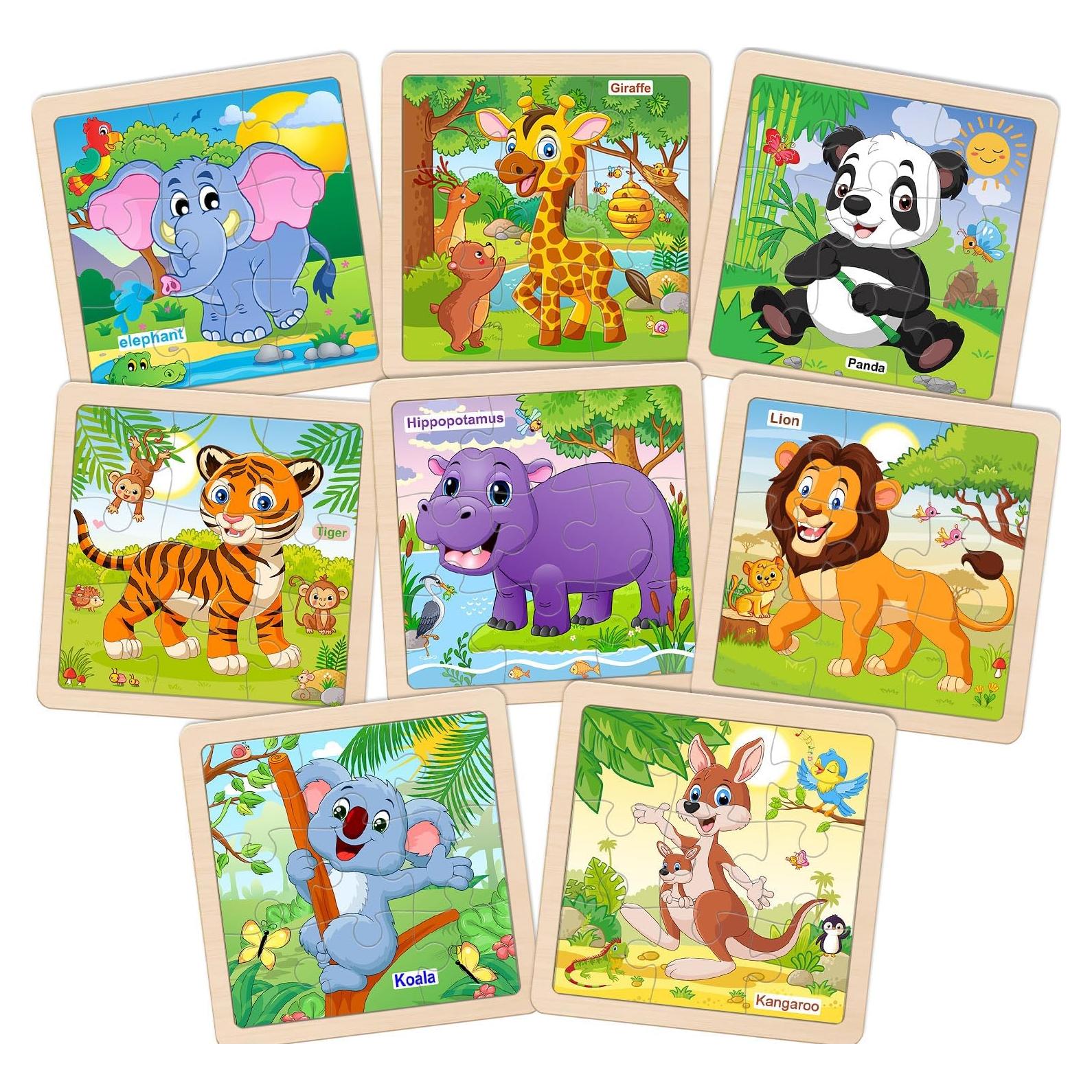 Rompecabezas de Madera OSBOO para Niños 2-5 Años, 8 Animales