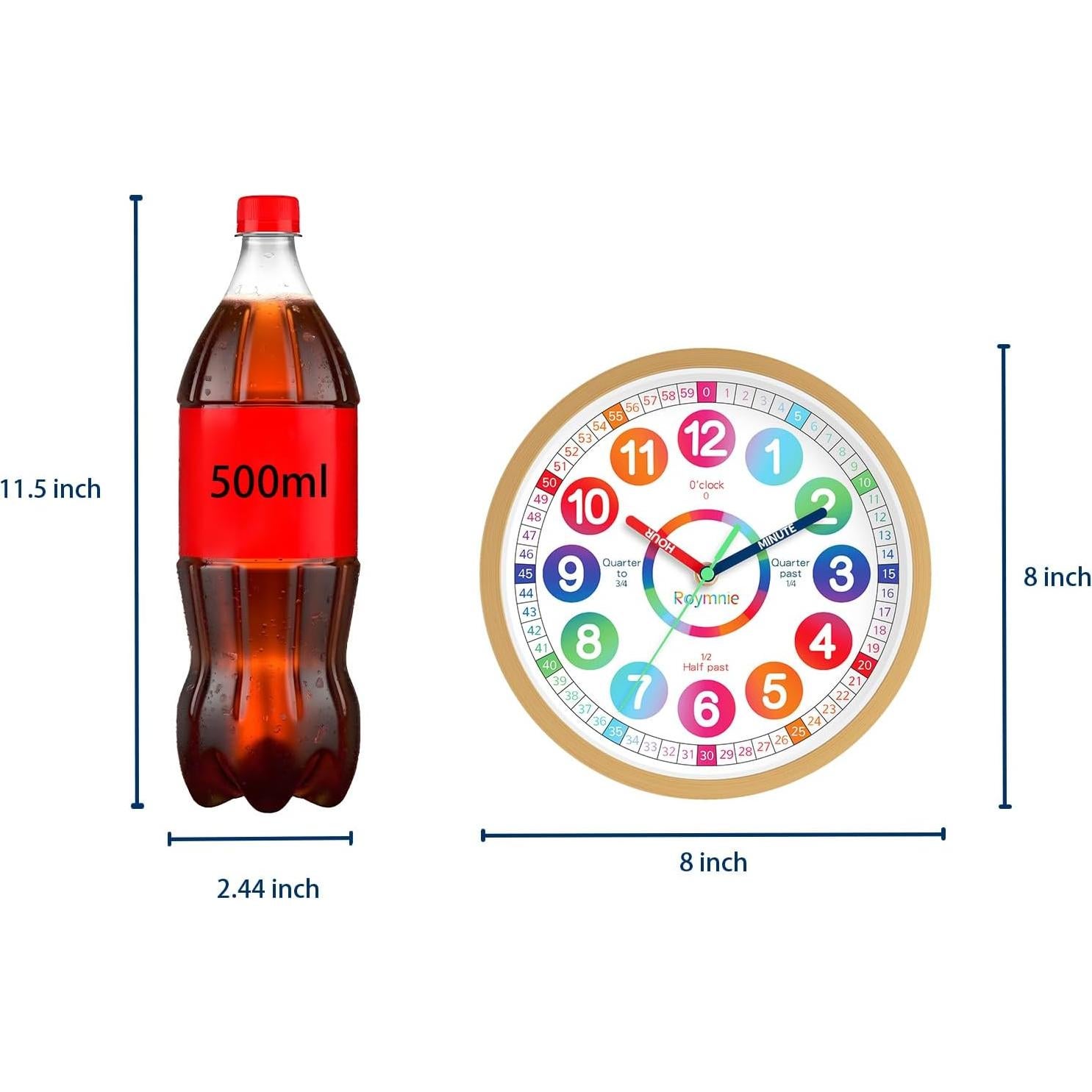 Reloj de Aprendizaje Silencioso Roymnie 20.32 cm Multicolor