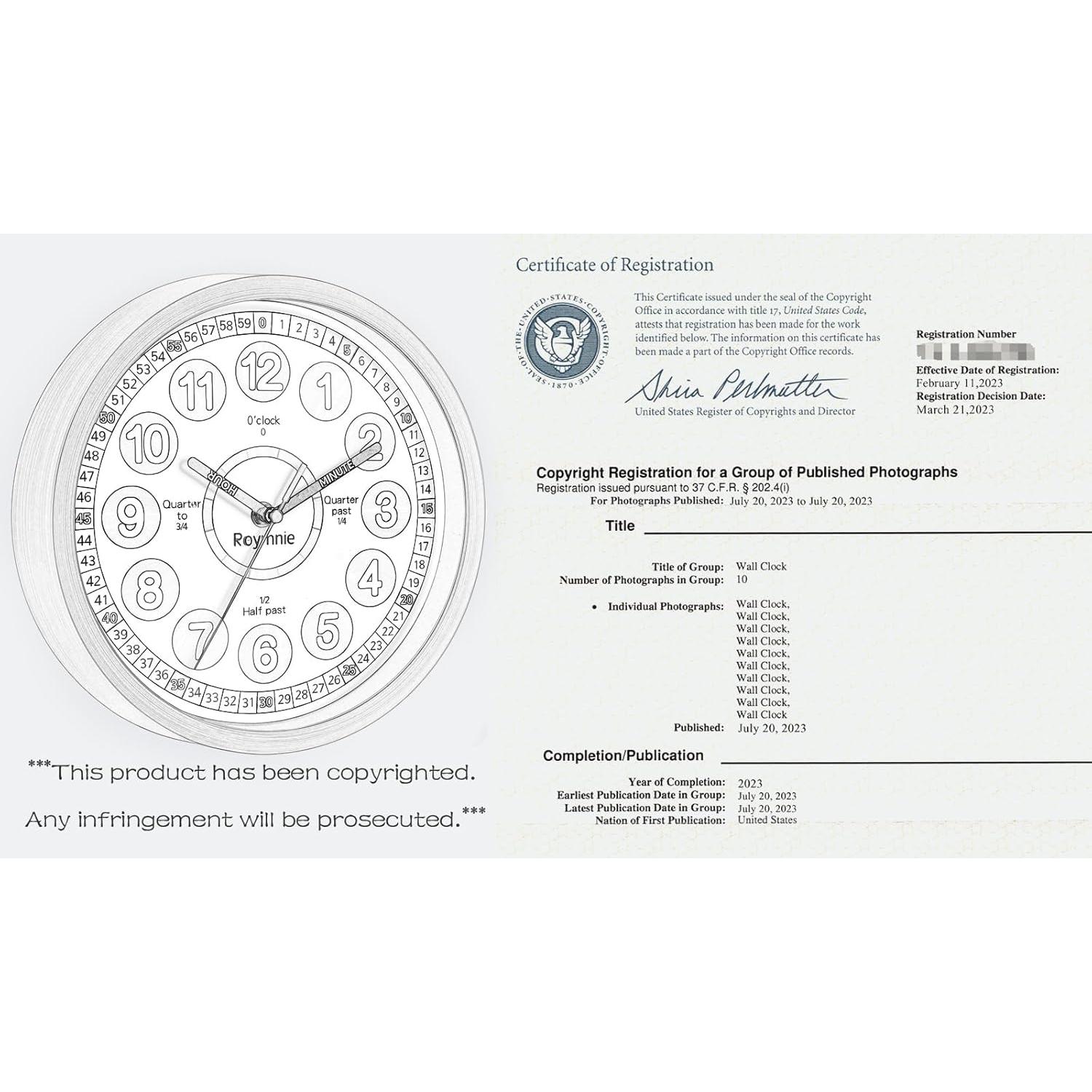 Reloj de Aprendizaje Silencioso Roymnie 20.32 cm Multicolor