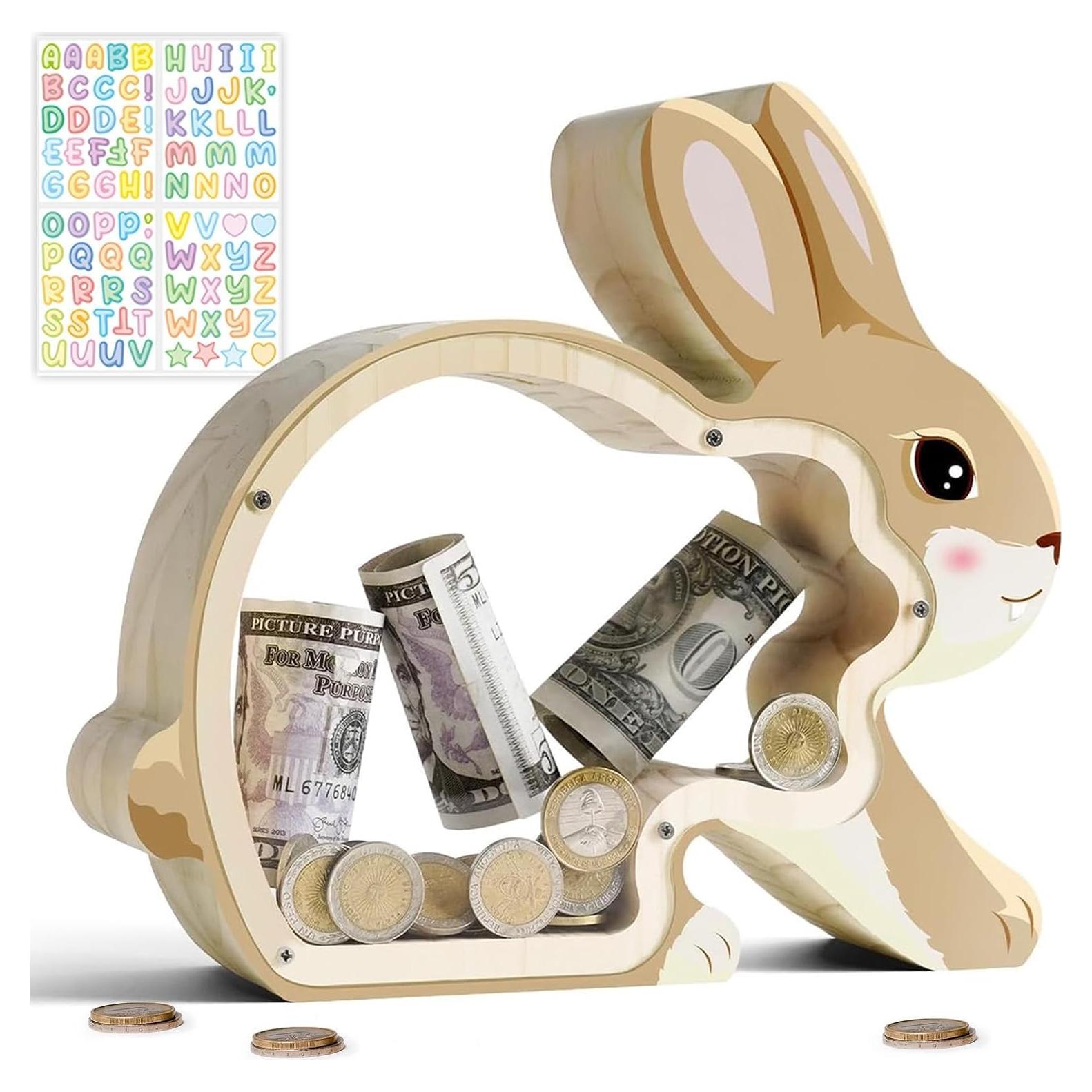 Hucha de Madera Conejo Uniwooder Personalizable 25x7x22cm