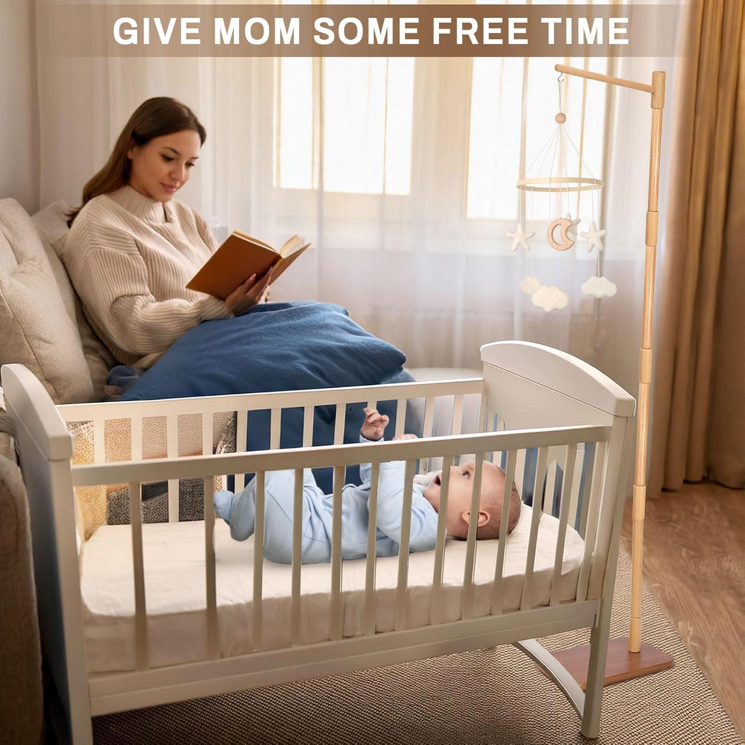 Brazo Móvil de Cuna de Pie LLIU 165 cm Madera de Haya Ajustable