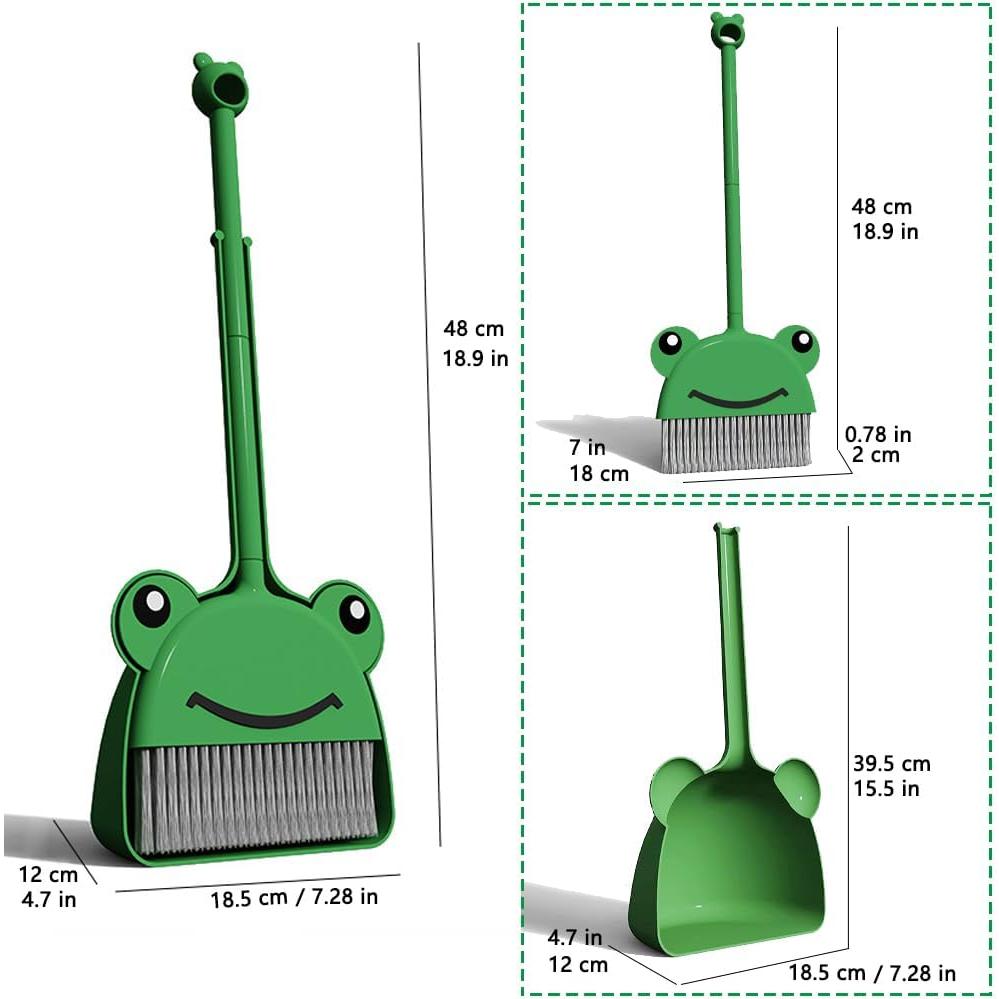 Mini Escoba y Recogedor Rana Verde SCKTYZS - Juguete para Niños
