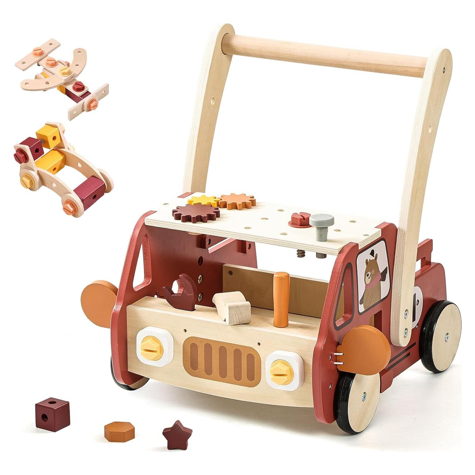 Andador de Madera IEATFO 3-en-1 Altura Ajustable 46-49 cm