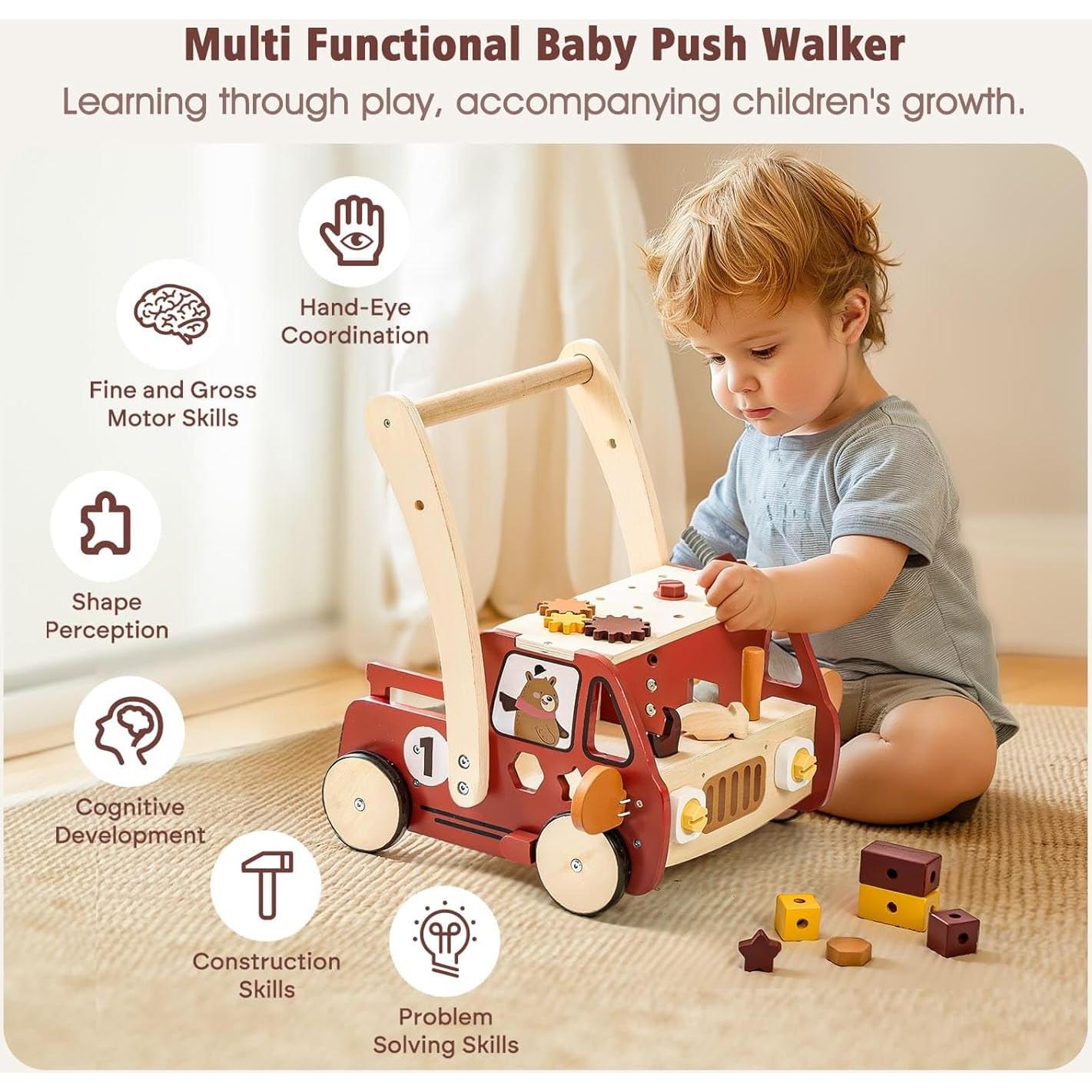 Andador de Madera IEATFO 3-en-1 Altura Ajustable 46-49 cm