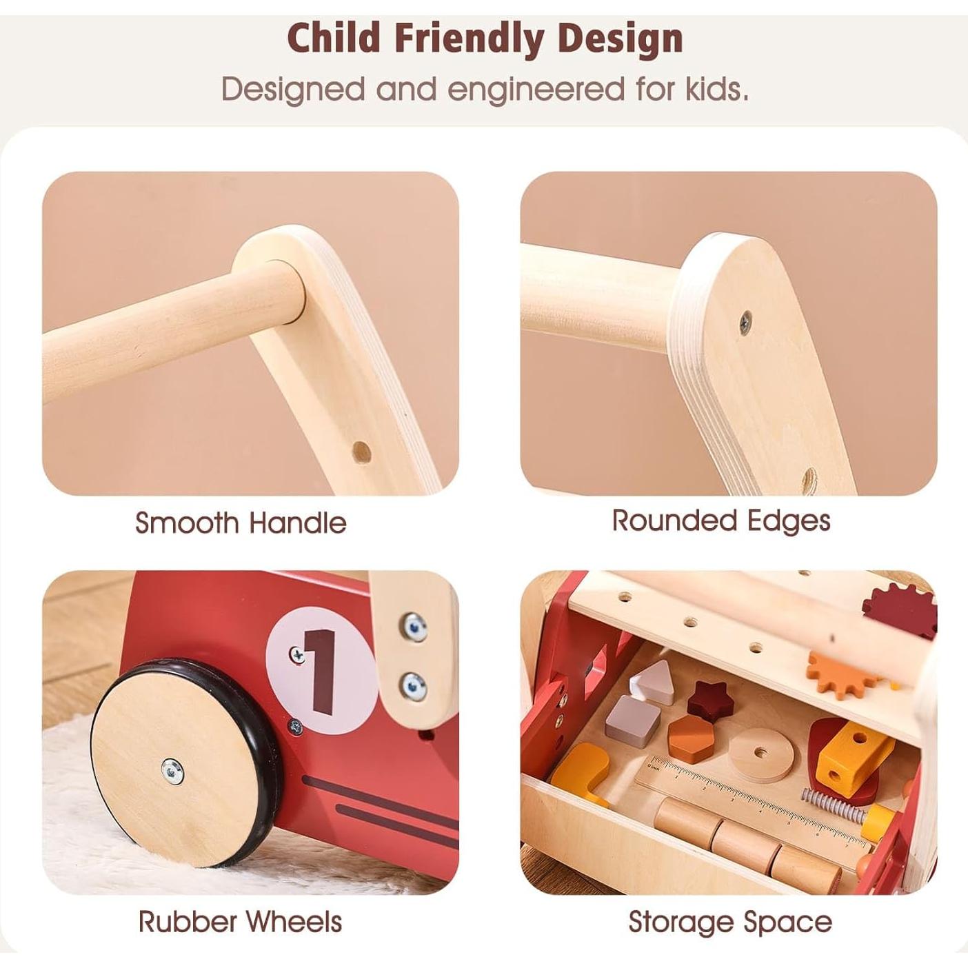 Andador de Madera IEATFO 3-en-1 Altura Ajustable 46-49 cm