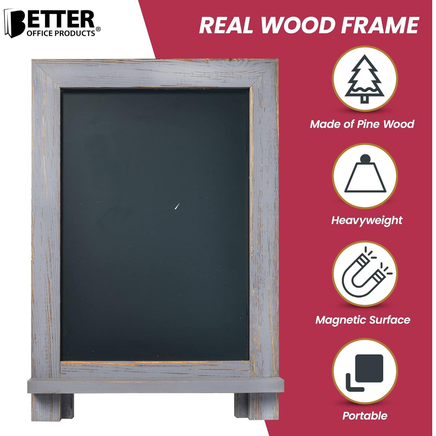 Pizarra Magnética de Mesa con Marco de Madera Rústica 24x36cm