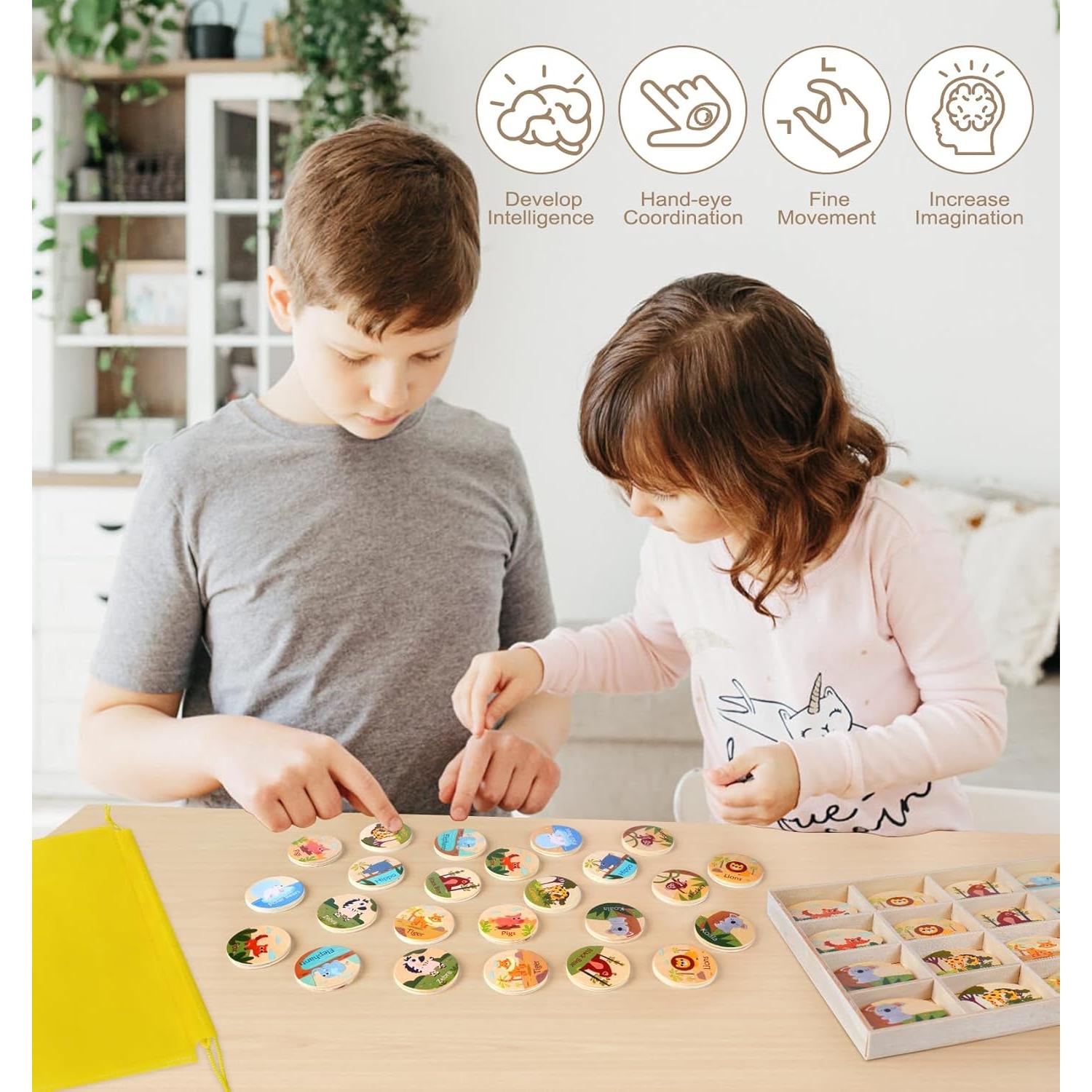 Juego de Memoria de Animales 24 Piezas Anstore para Niños 3-8 Años