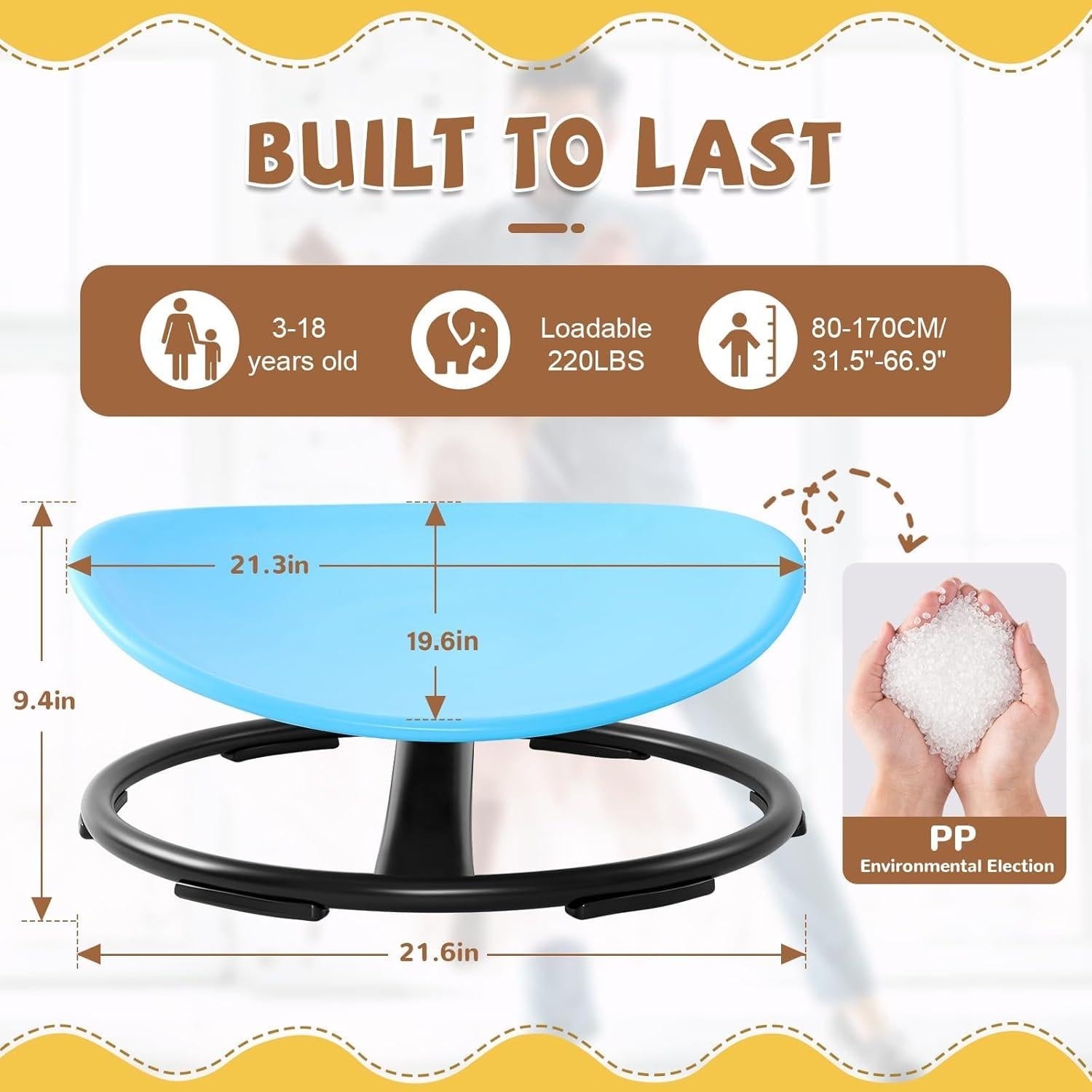 Silla Giratoria Sensory Zhenx para Niños Autistas Azul 53x48 cm