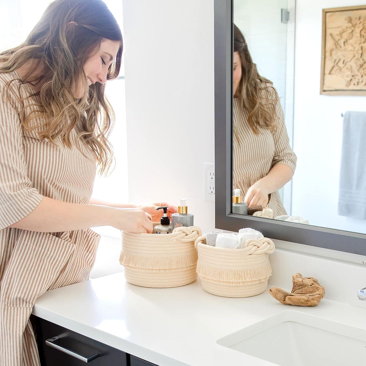 Juego de 3 Cestas de Almacenamiento NaturalCozy Beige