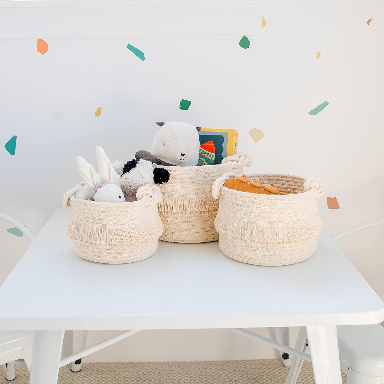 Juego de 3 Cestas de Almacenamiento NaturalCozy Beige