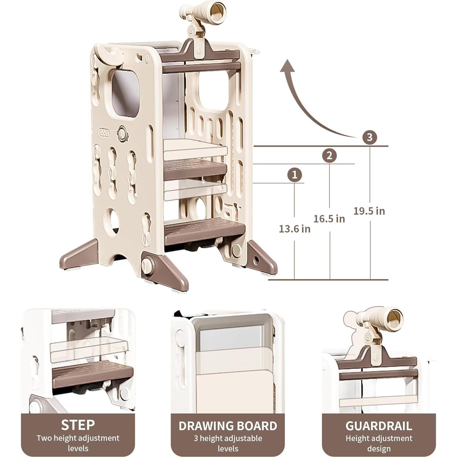 Taburete Ajustable para Niños UNICOO Rosa - Seguridad y Aprendizaje