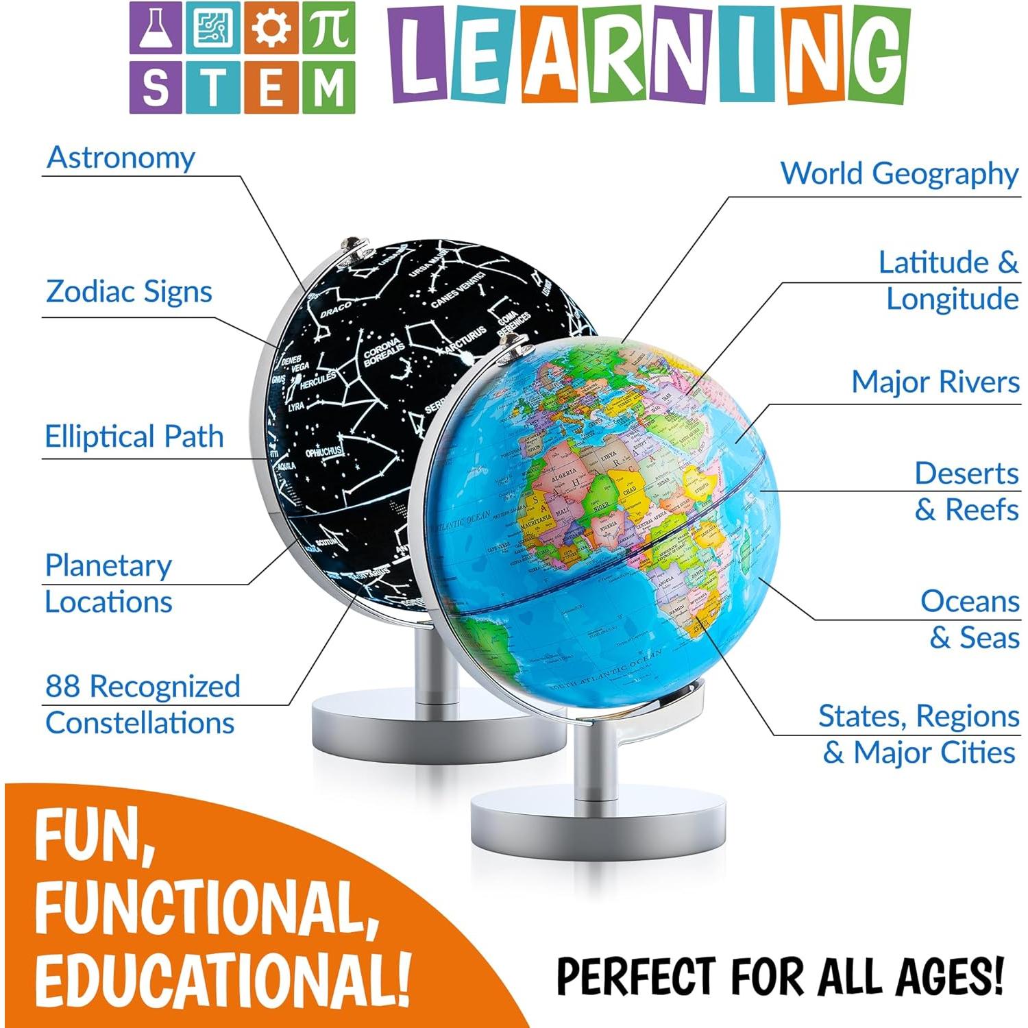 Globo Iluminado Educativo USA Toyz 24.77 cm con Luz LED