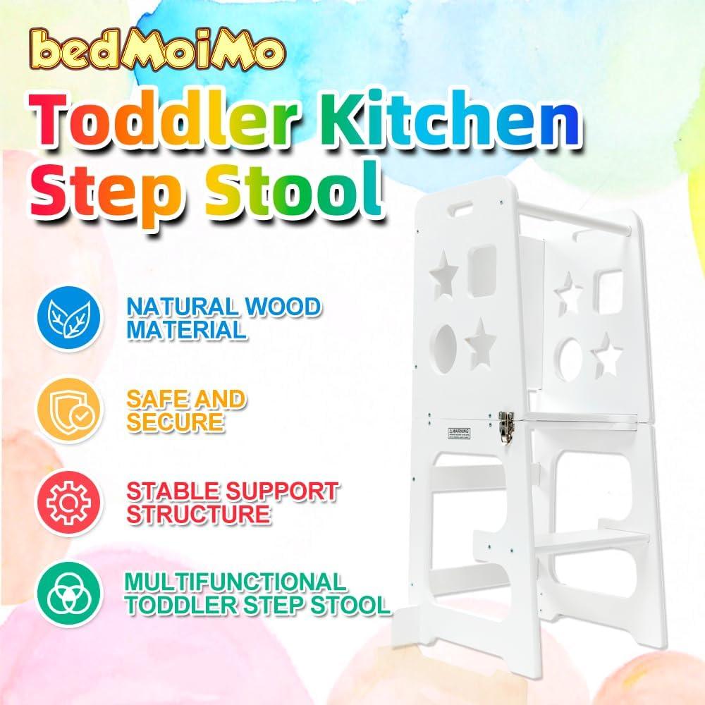 Escalera de Cocina para Niños Bedmoimo Blanca 2 Escalones