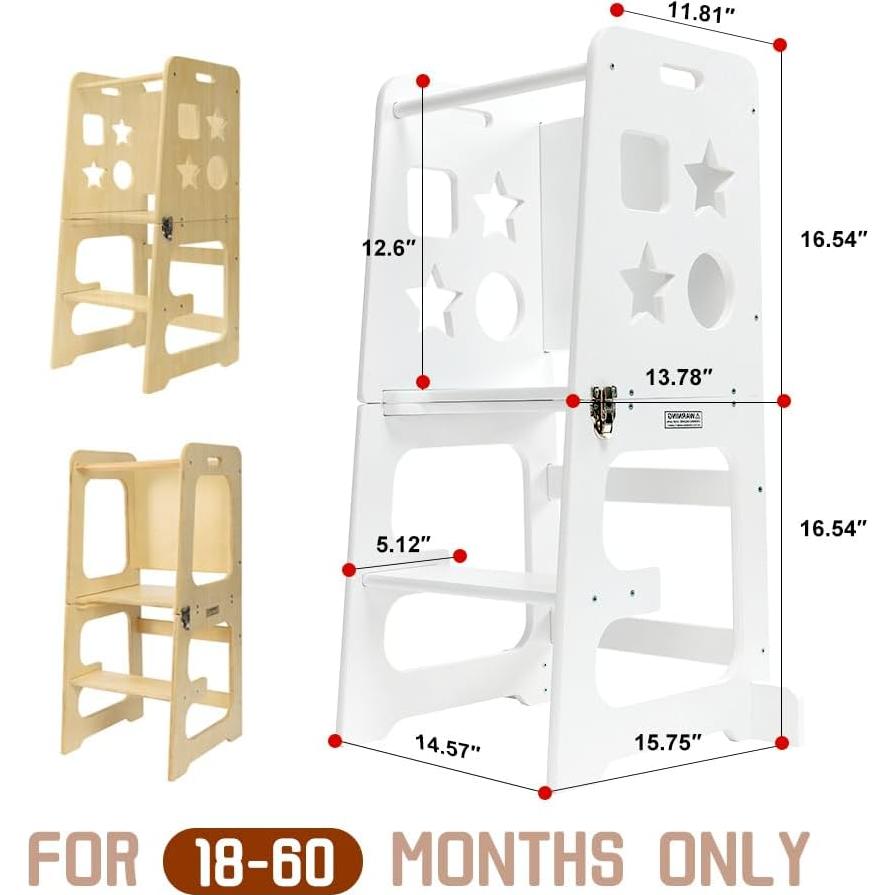 Escalera de Cocina para Niños Bedmoimo Blanca 2 Escalones