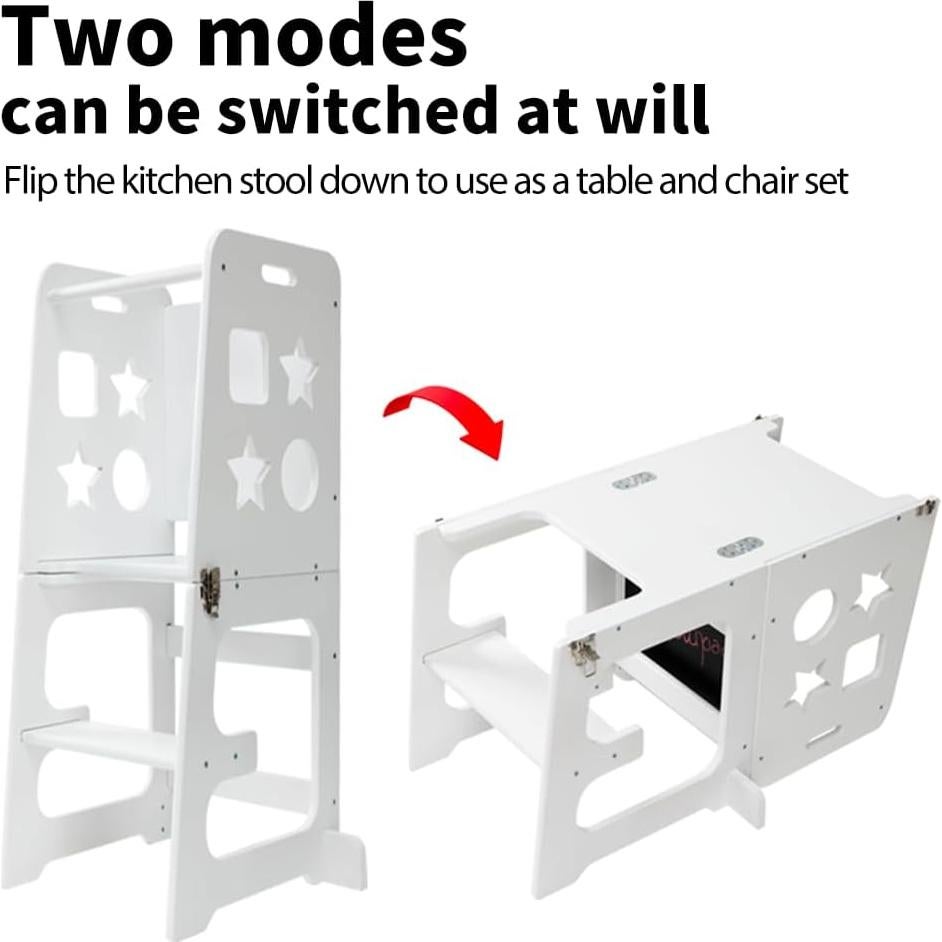 Escalera de Cocina para Niños Bedmoimo Blanca 2 Escalones