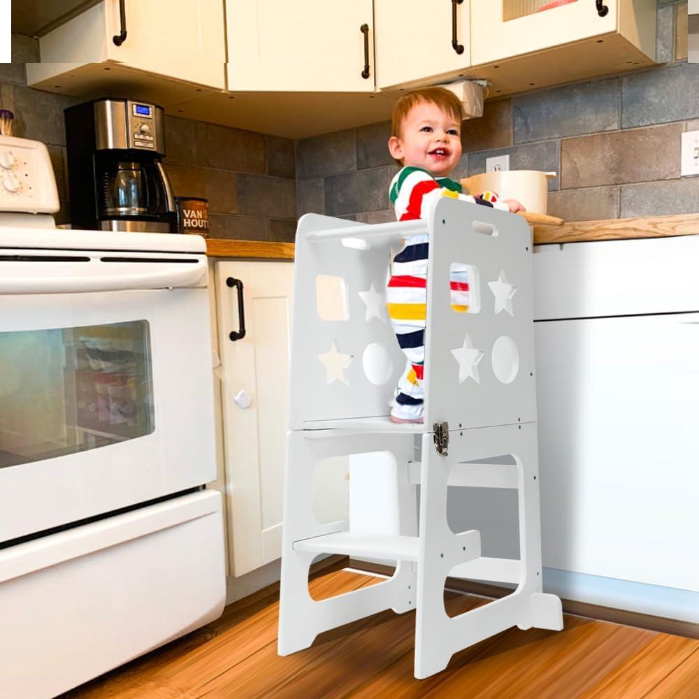 Escalera de Cocina para Niños Bedmoimo Blanca 2 Escalones