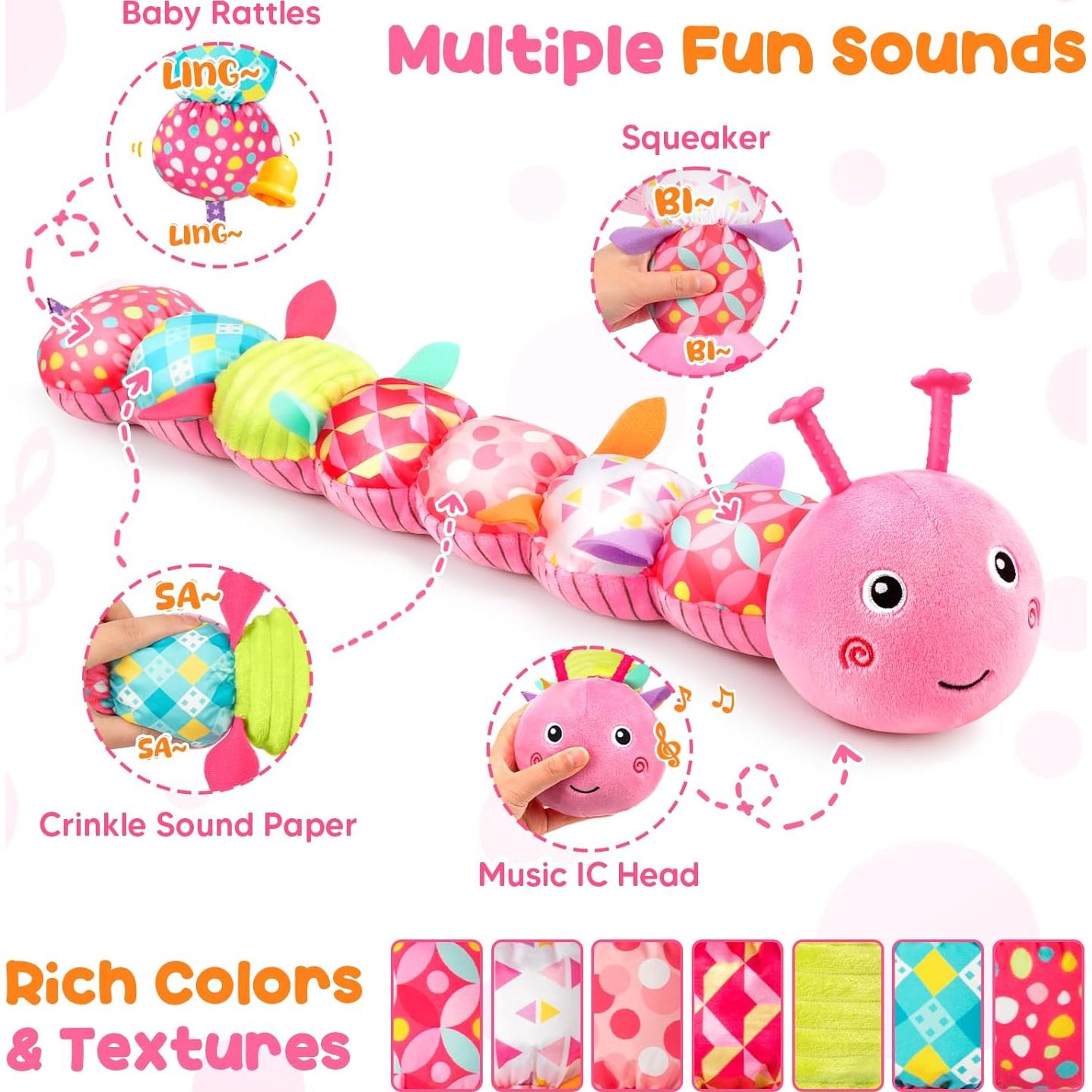 Juguete Musical de Oruga Tohibee para Bebés Rosa 0-12 Meses