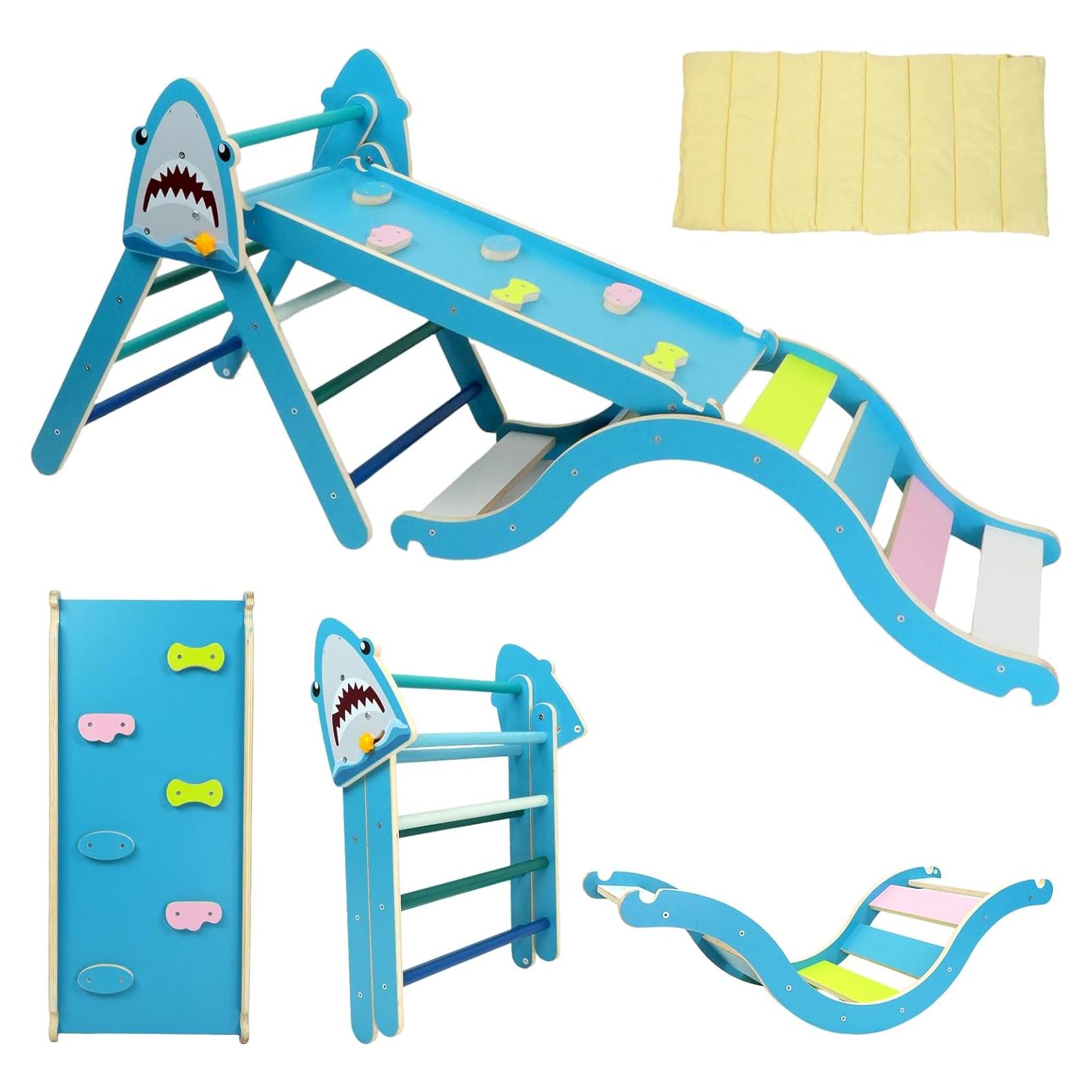 Conjunto Triángulo Pikler KidsBuddy Azul 9 en 1 para Niños