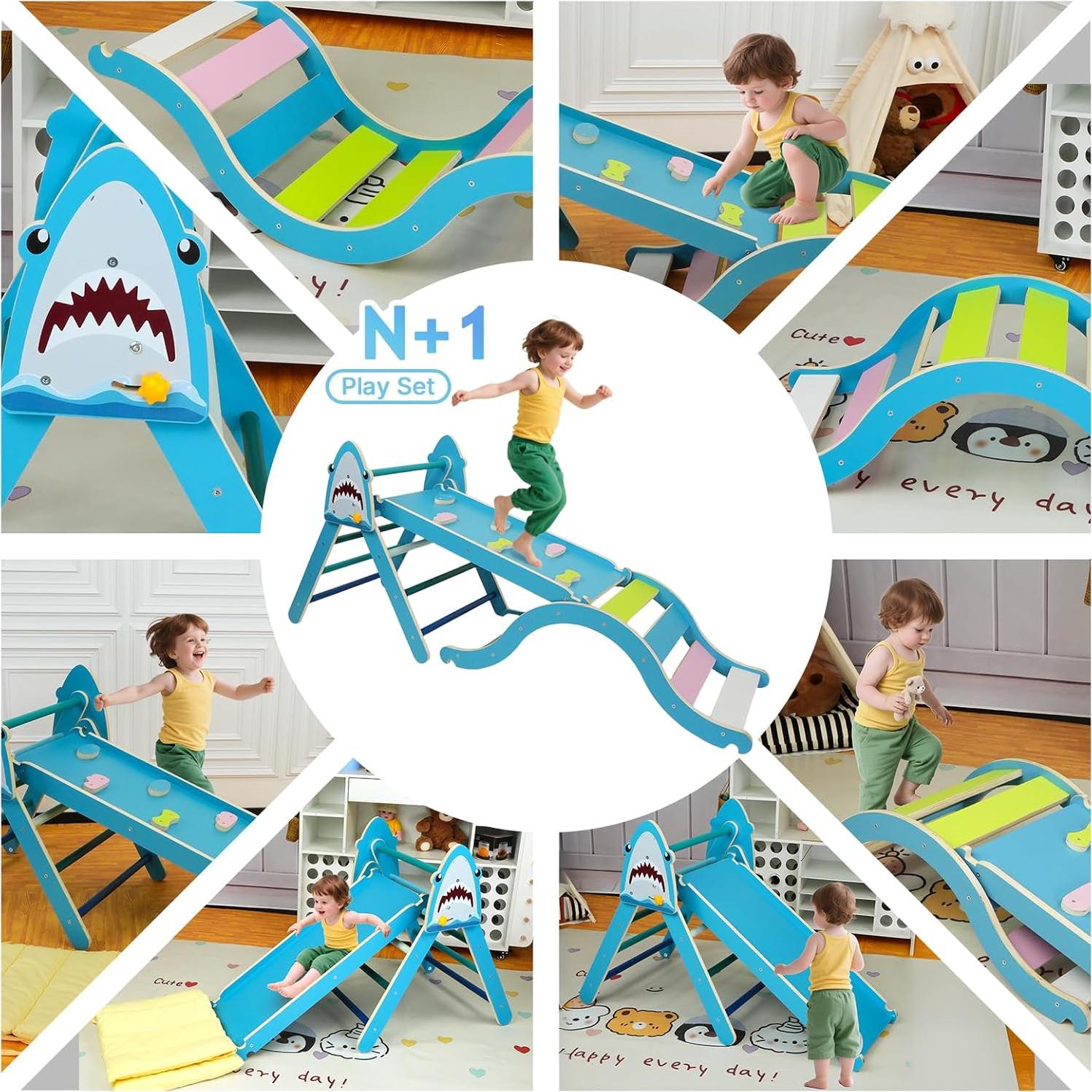 Conjunto Triángulo Pikler KidsBuddy Azul 9 en 1 para Niños