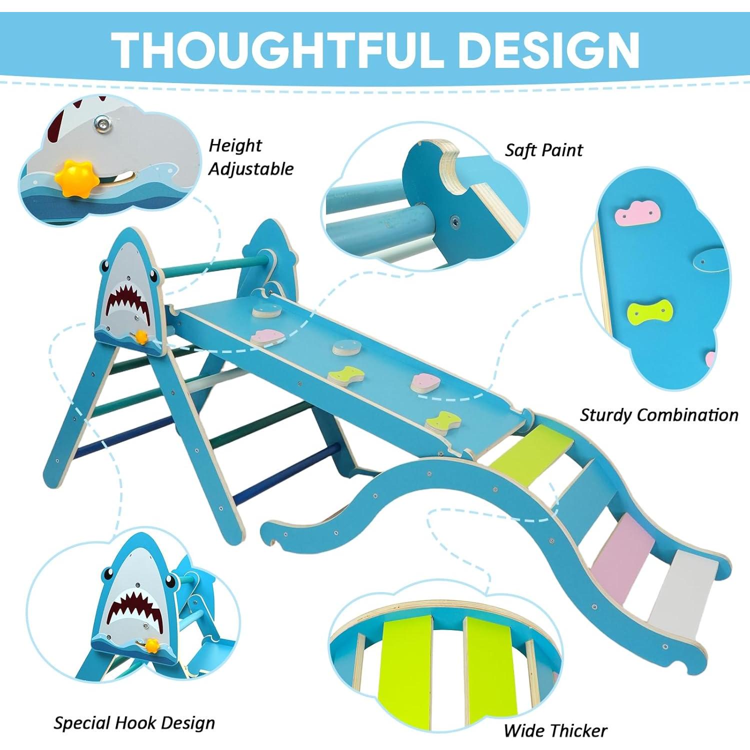 Conjunto Triángulo Pikler KidsBuddy Azul 9 en 1 para Niños