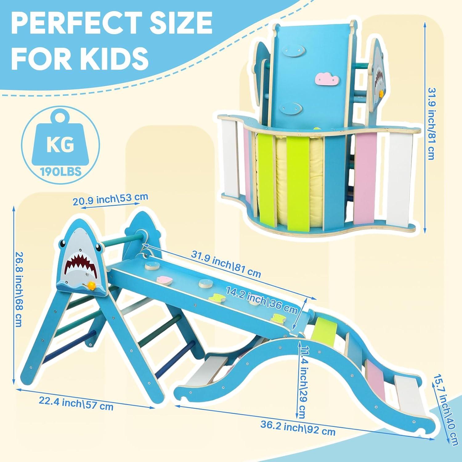 Conjunto Triángulo Pikler KidsBuddy Azul 9 en 1 para Niños