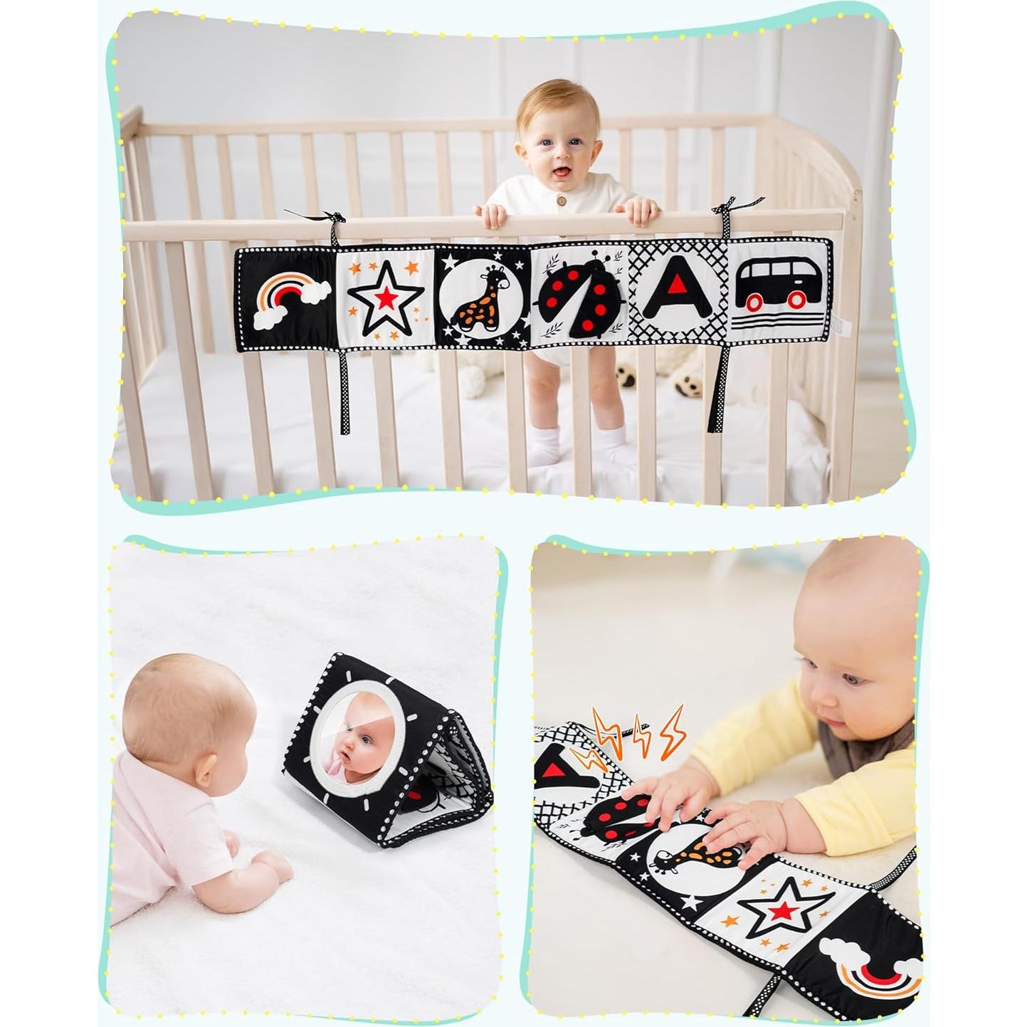 Conjunto de Juguetes Sensoriales para Bebés 0-12 Meses B&W
