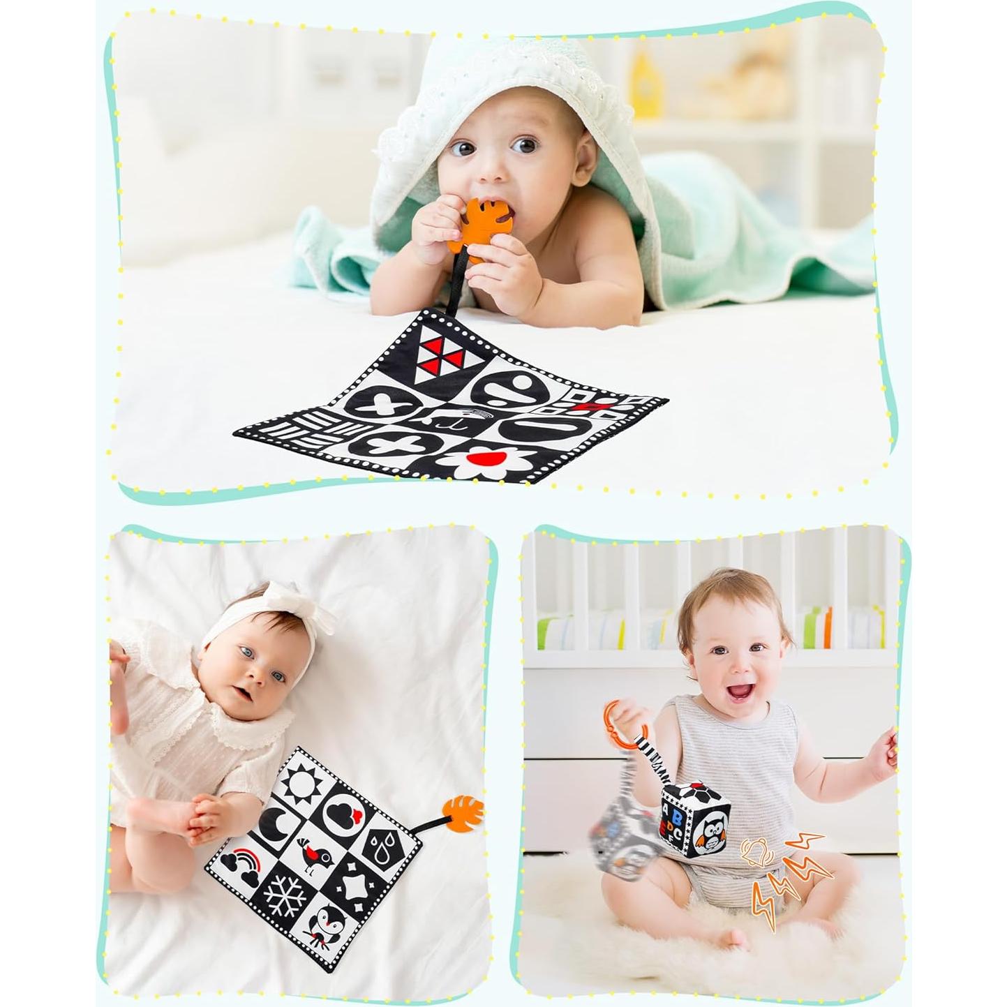 Conjunto de Juguetes Sensoriales para Bebés 0-12 Meses B&W