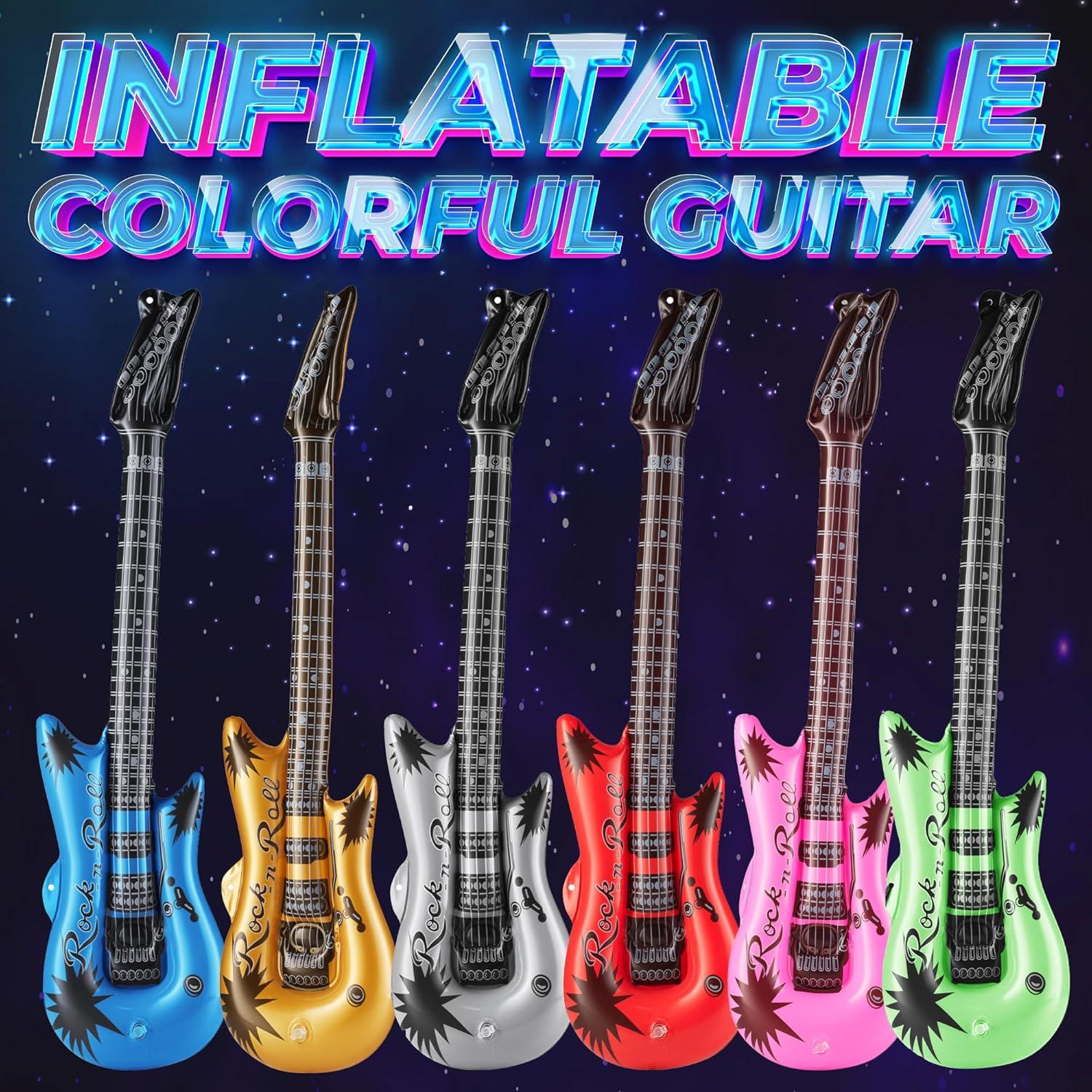 Paquete de 6 Guitarras Inflables Bedwina 91 cm Colores Neón